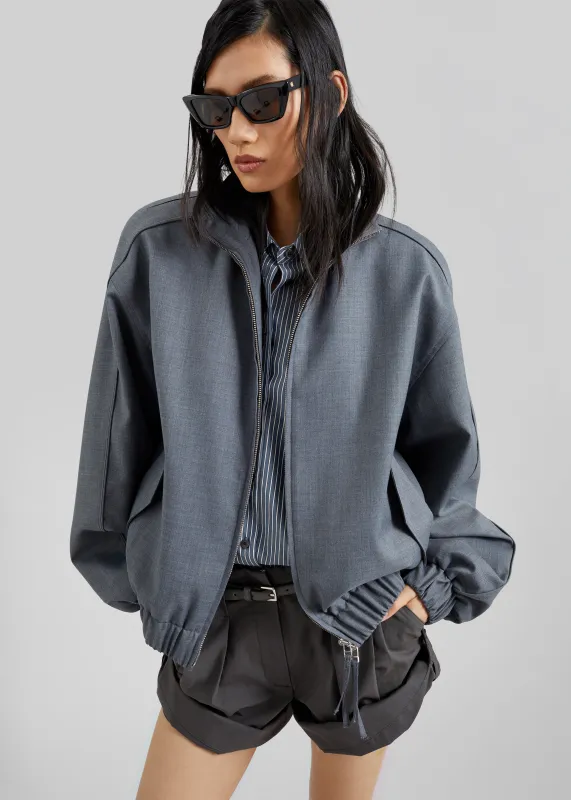 Jalen High Neck Jacket - Grey Melange made by Frankie Shop