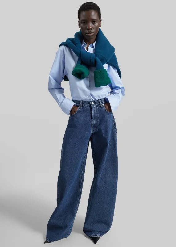 Nick Barrel Leg Jeans - Medium Wash made by Frankie Shop