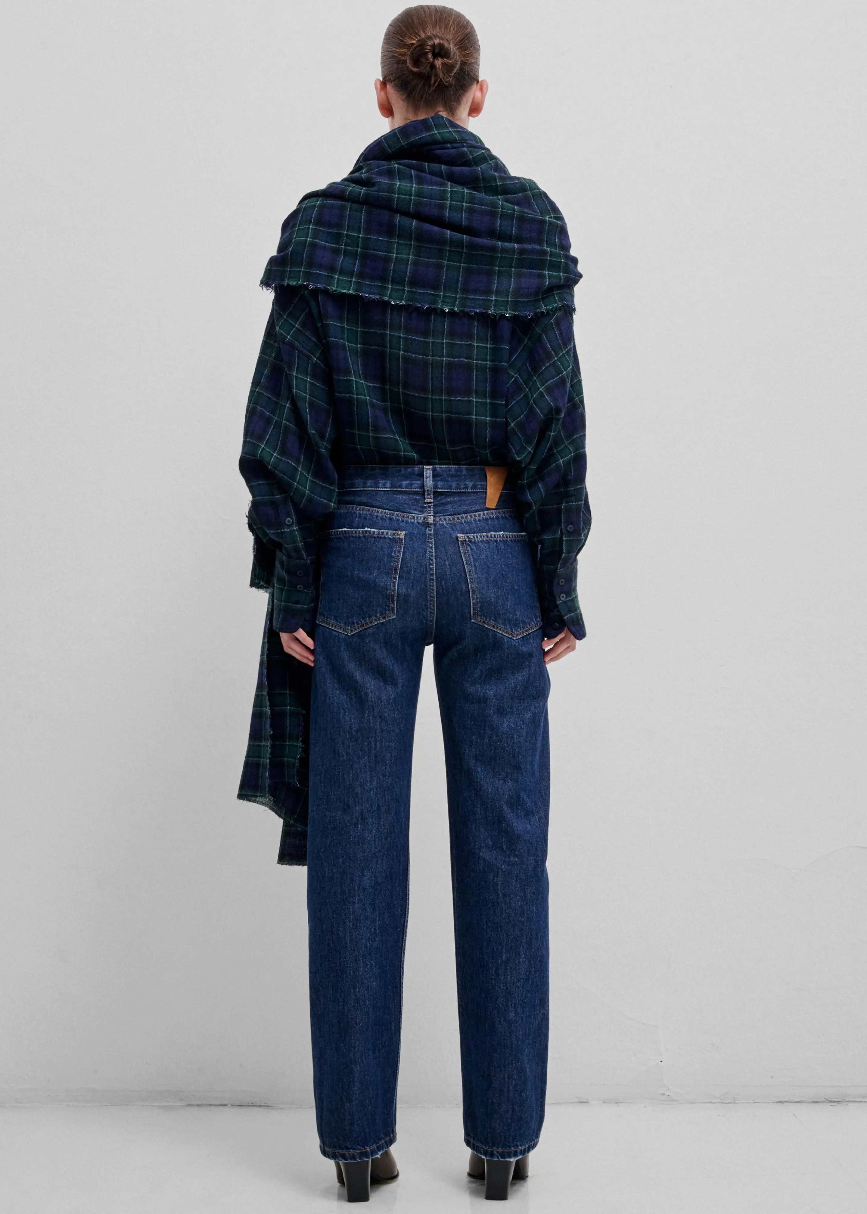 Darkpark Georgia Detachable Scarf Japanese Wool Shirt - Blue/Green/White sold by Frankie Shop product image thumbnail 5