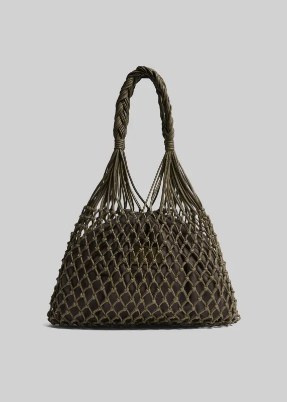 Naia Leather Macrame Bag - Olive Brown made by Frankie Shop