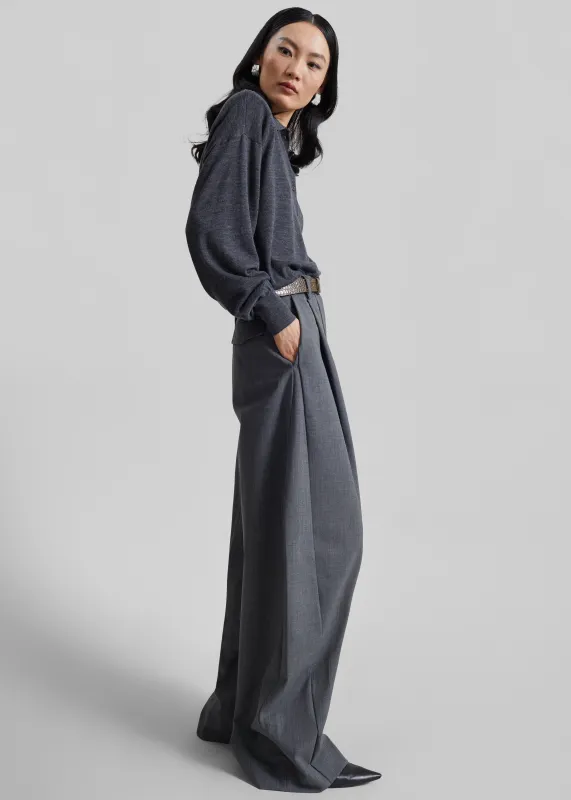 TheLatest Billie Wool Trousers - Grey Melange made by The Latest