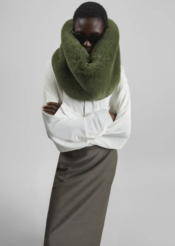 Ginevra Faux Fur Snood - Moss Green made by Frankie Shop