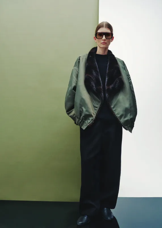 Vera Faux Fur Reversible Short Coat - Brown/Green made by Frankie Shop