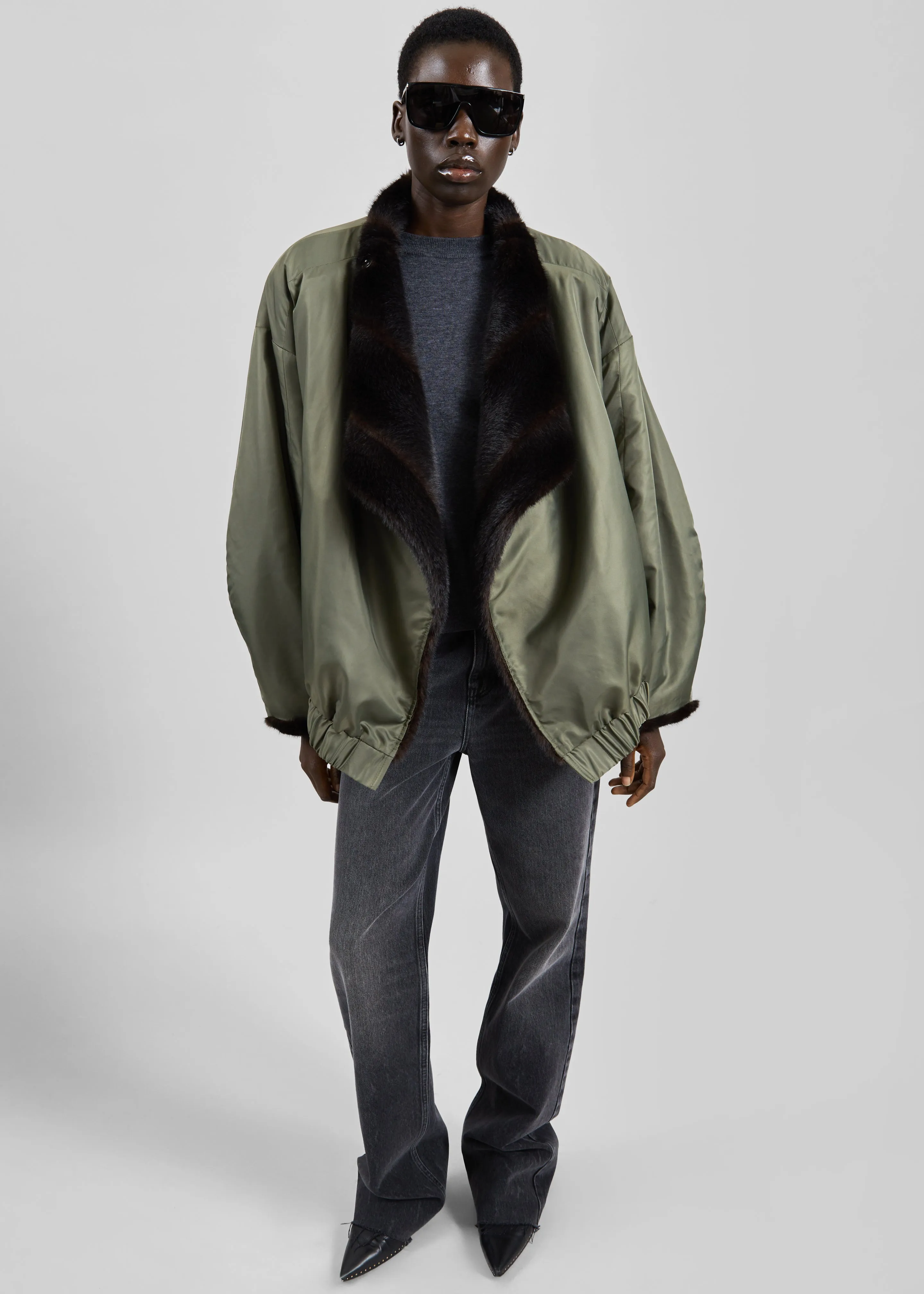 Vera Faux Fur Reversible Short Coat - Brown/Green sold by Frankie Shop product image thumbnail 3