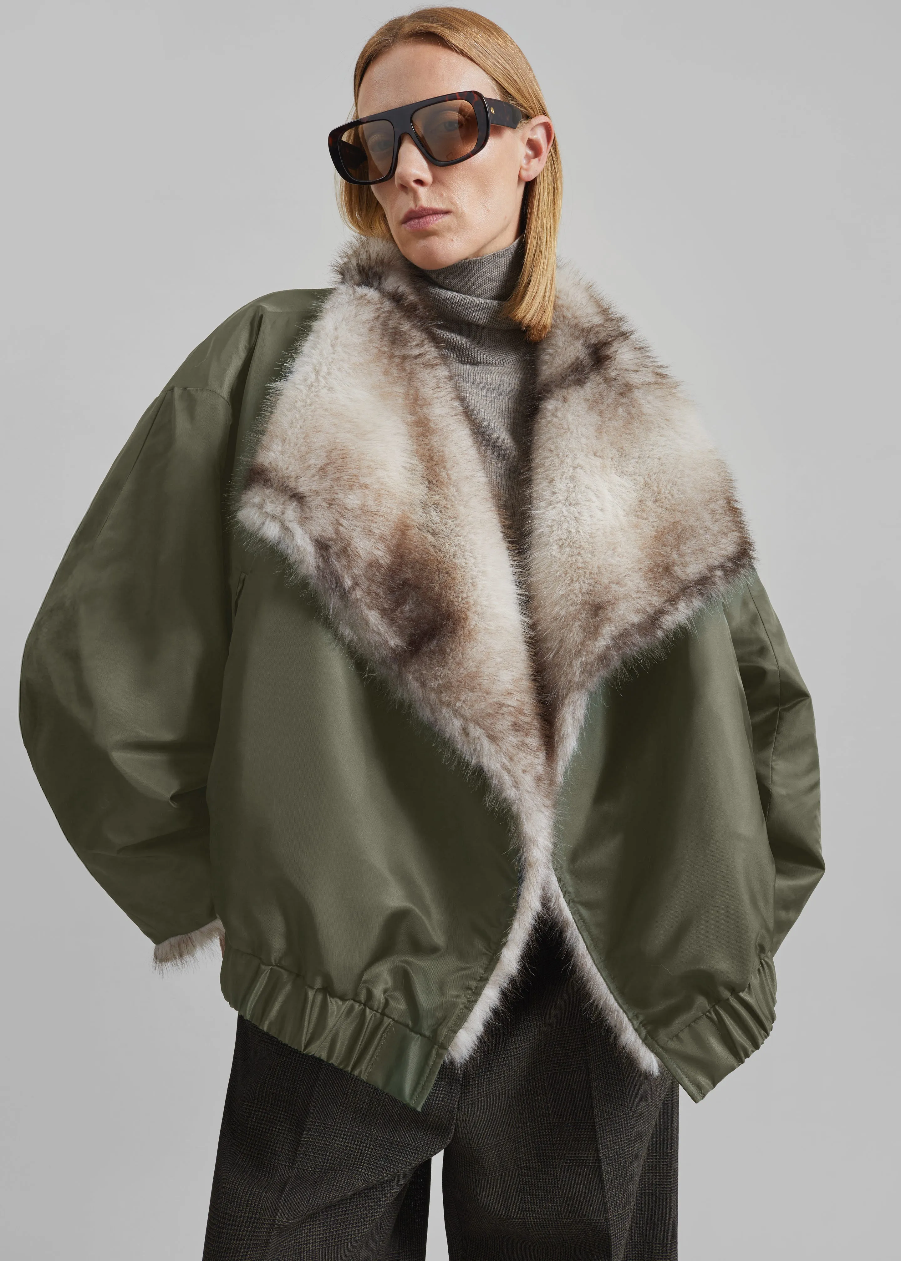 Vera Faux Fur Reversible Short Coat - Beige/Green sold by Frankie Shop product image thumbnail 2
