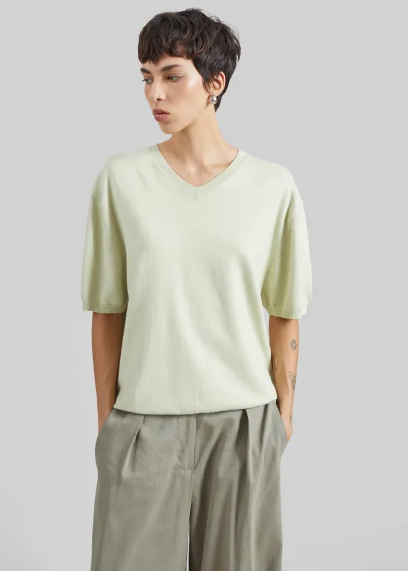Ornan V-Neck Knit Pullover - Sage made by Frankie Shop