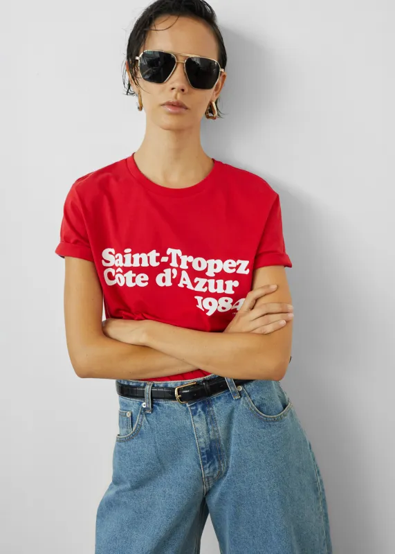 TFS Saint-Tropez Côte D'Azur 1984 T-Shirt - Red made by Frankie Shop