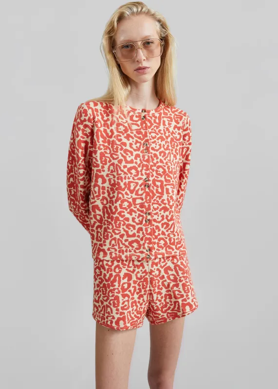 Posse Lexi Cardigan - Red Leopard made by Posse
