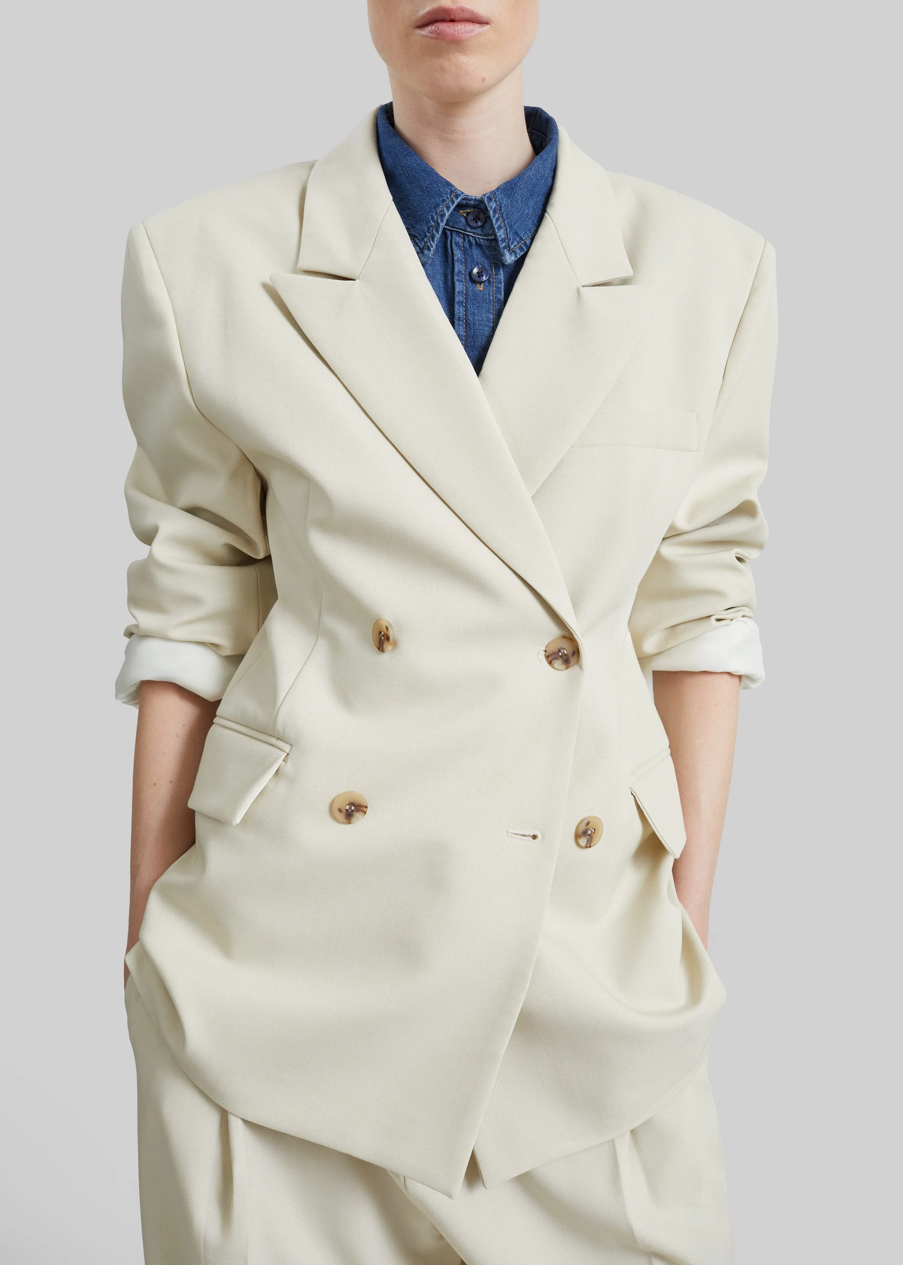 Neria Double Breasted Blazer - Light Beige sold by Frankie Shop product image thumbnail 3