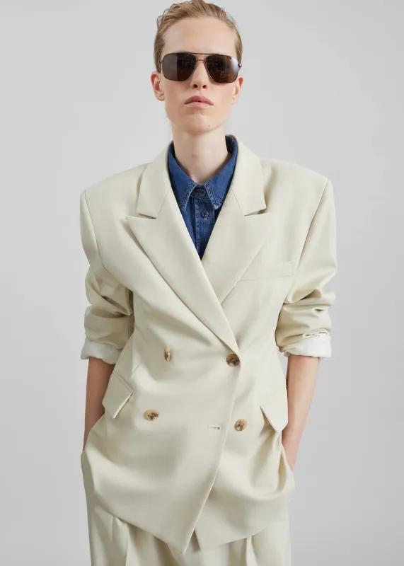Neria Double Breasted Blazer - Light Beige made by Frankie Shop