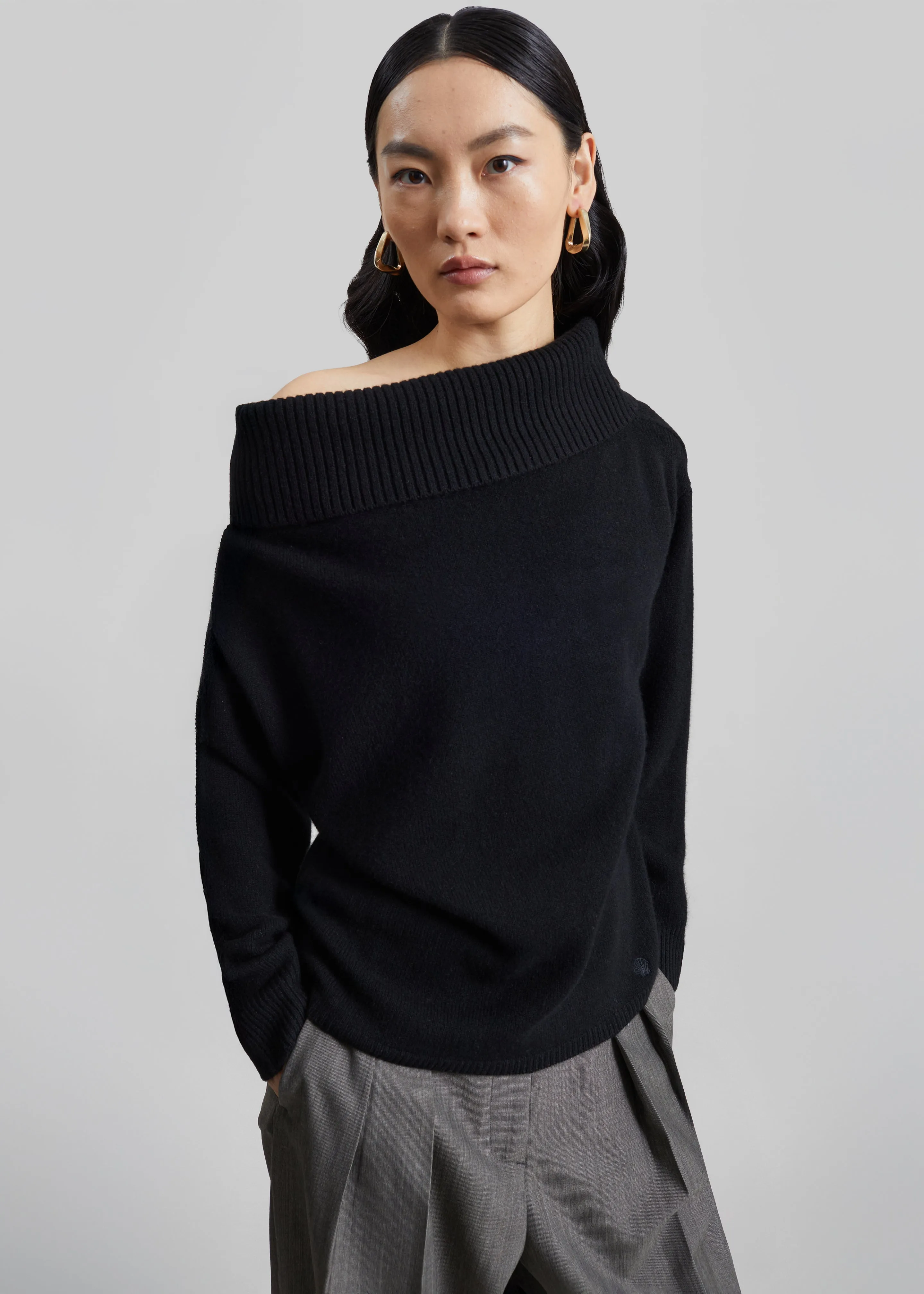 Loulou de Saison Sibyl Off-Shoulder Sweater - Black sold by Frankie Shop product image thumbnail 4