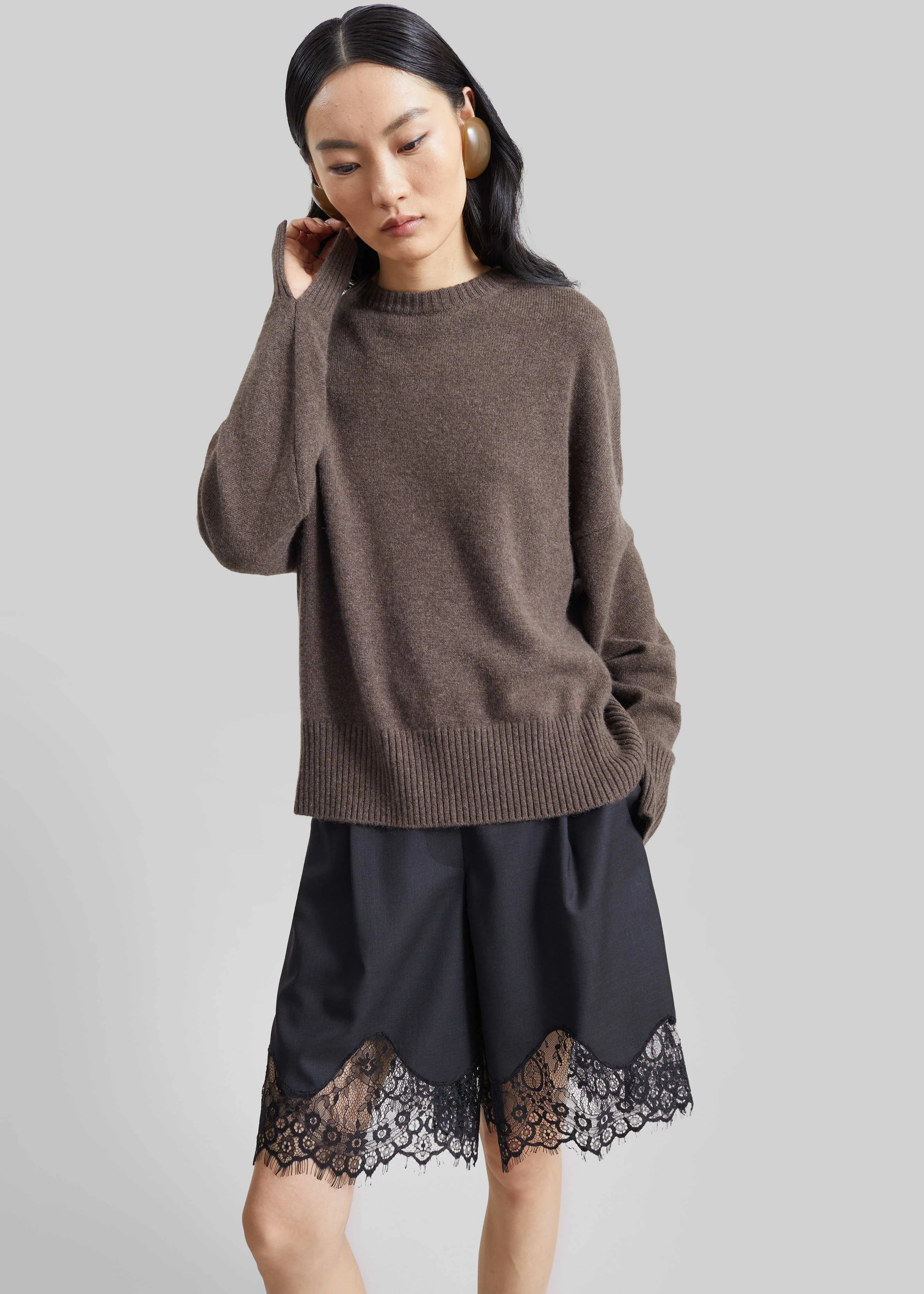 Loulou de Saison Anton Lds Crewneck Sweater - Coffee sold by Frankie Shop product image thumbnail 5
