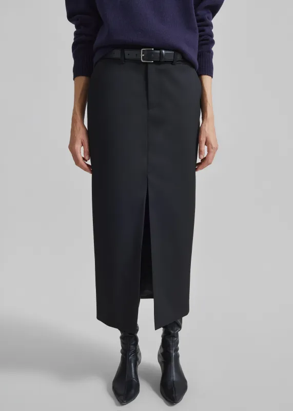Maybelle Front Slit Pencil Skirt - Black made by Frankie Shop