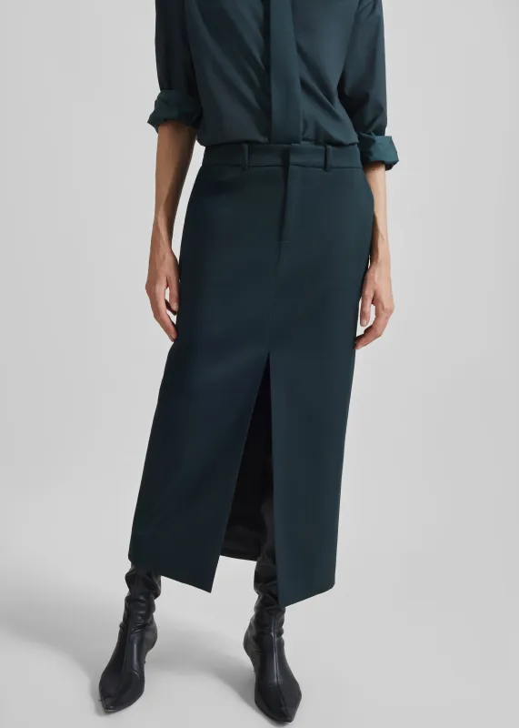 Maybelle Front Slit Pencil Skirt - Bottle Green made by Frankie Shop
