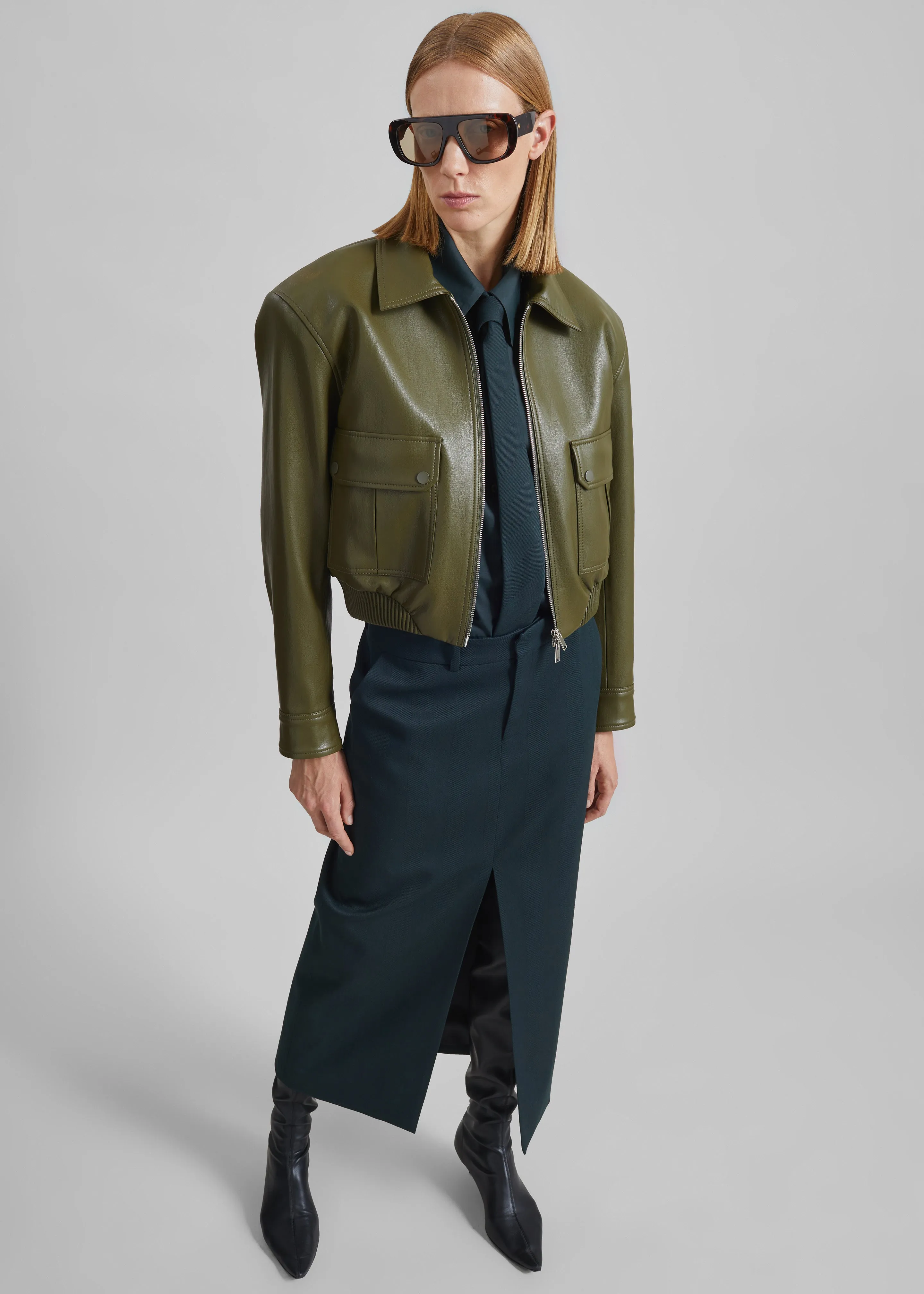 Maybelle Front Slit Pencil Skirt - Bottle Green sold by Frankie Shop product image thumbnail 3