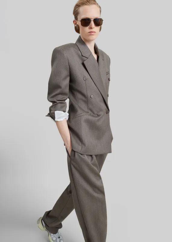 Jade Wool Double-Breasted Blazer - Beige Melange made by Frankie Shop