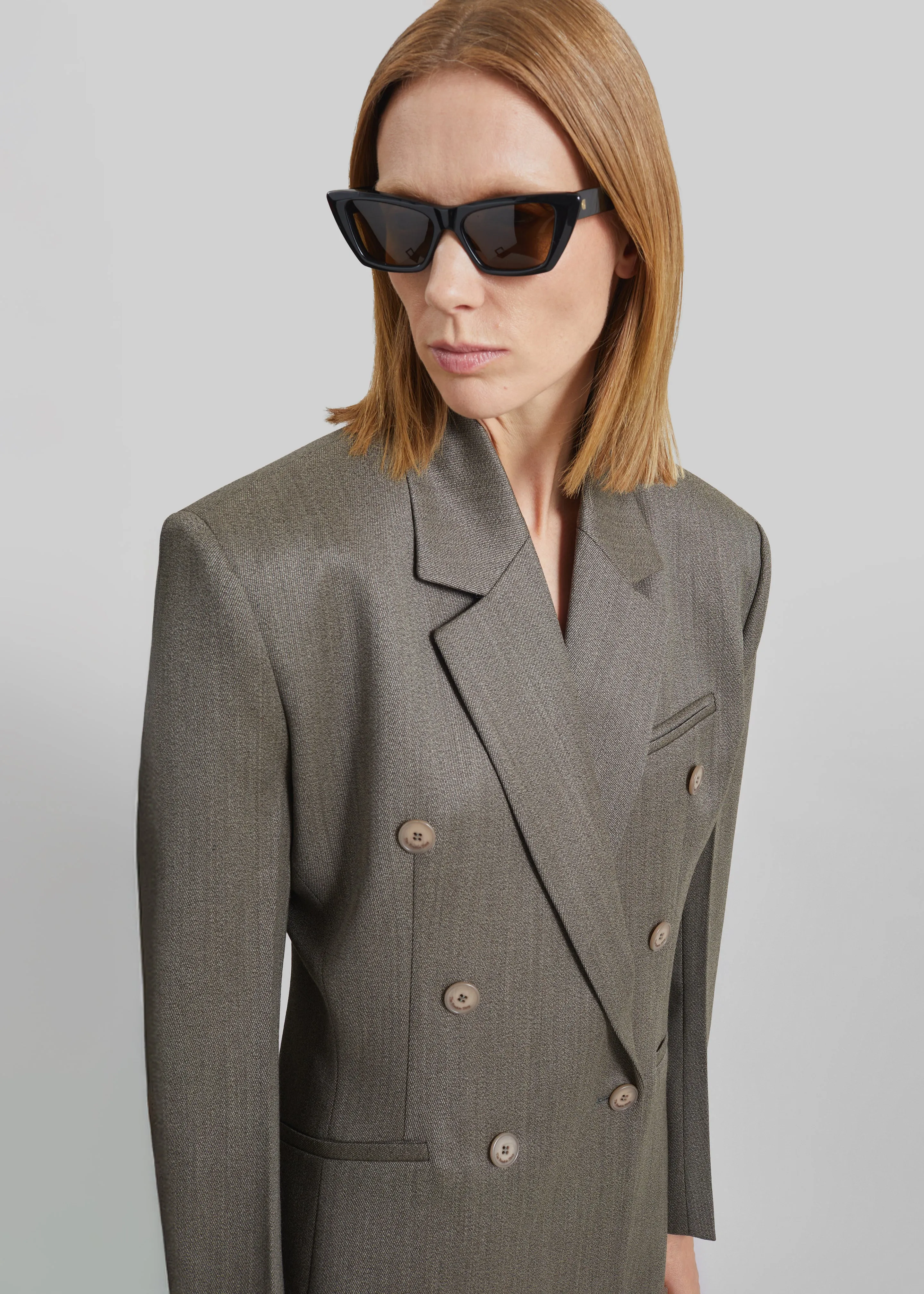 Jade Wool Double-Breasted Blazer - Beige Melange sold by Frankie Shop product image thumbnail 5