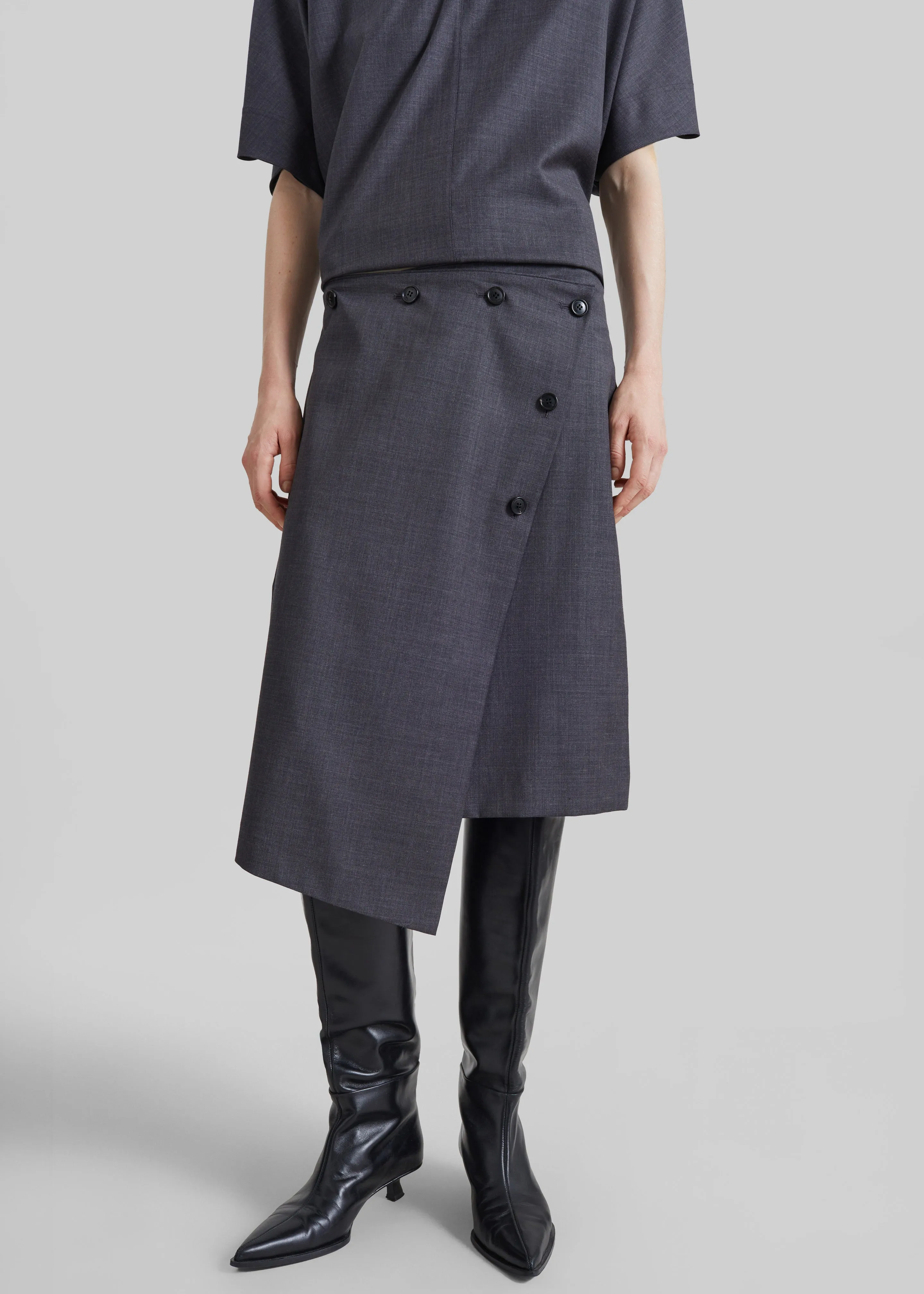 Lowell Asymmetric Midi Skirt - Grey Melange sold by Frankie Shop product image thumbnail 2