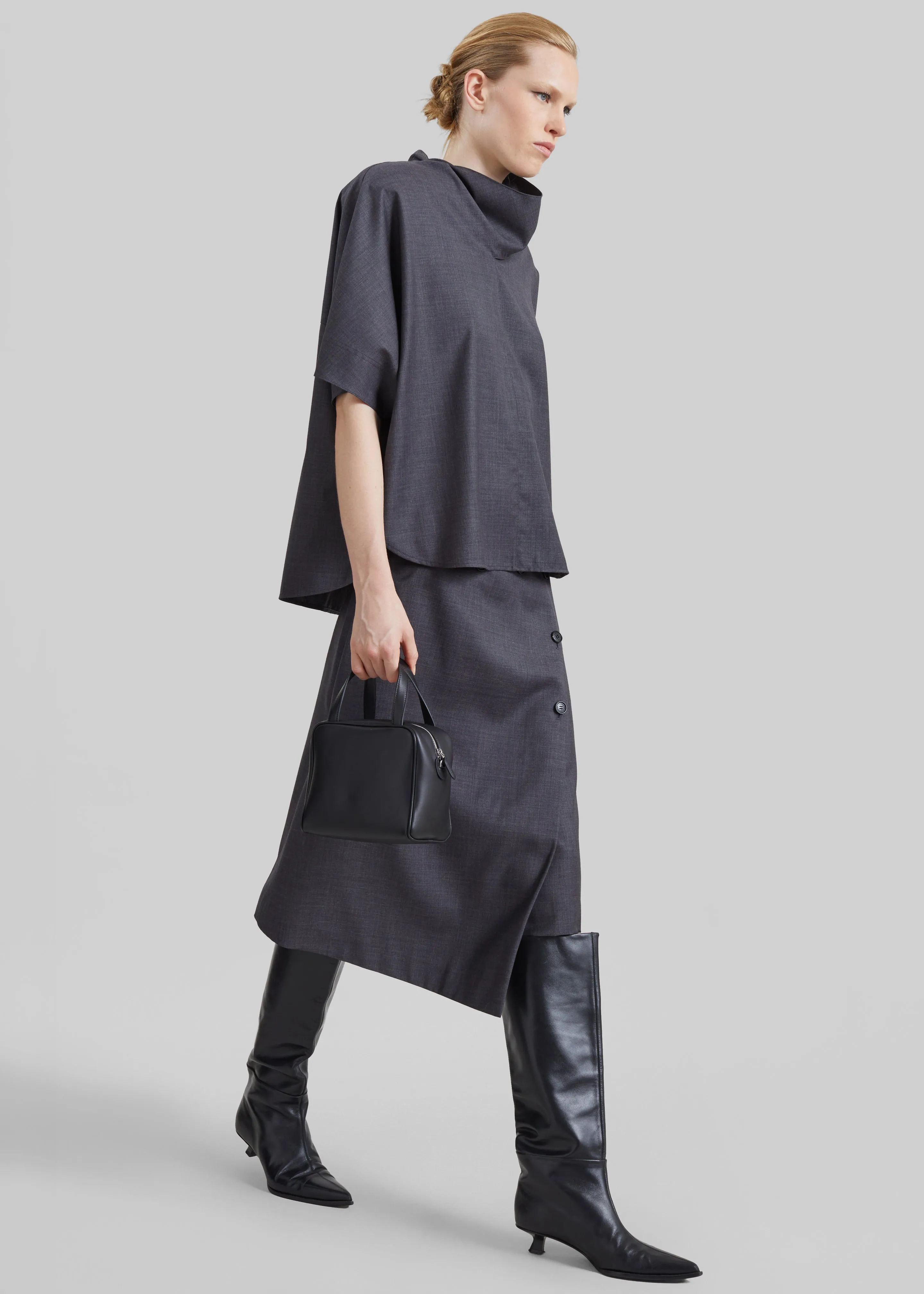 Lowell Asymmetric Midi Skirt - Grey Melange sold by Frankie Shop product image thumbnail 5