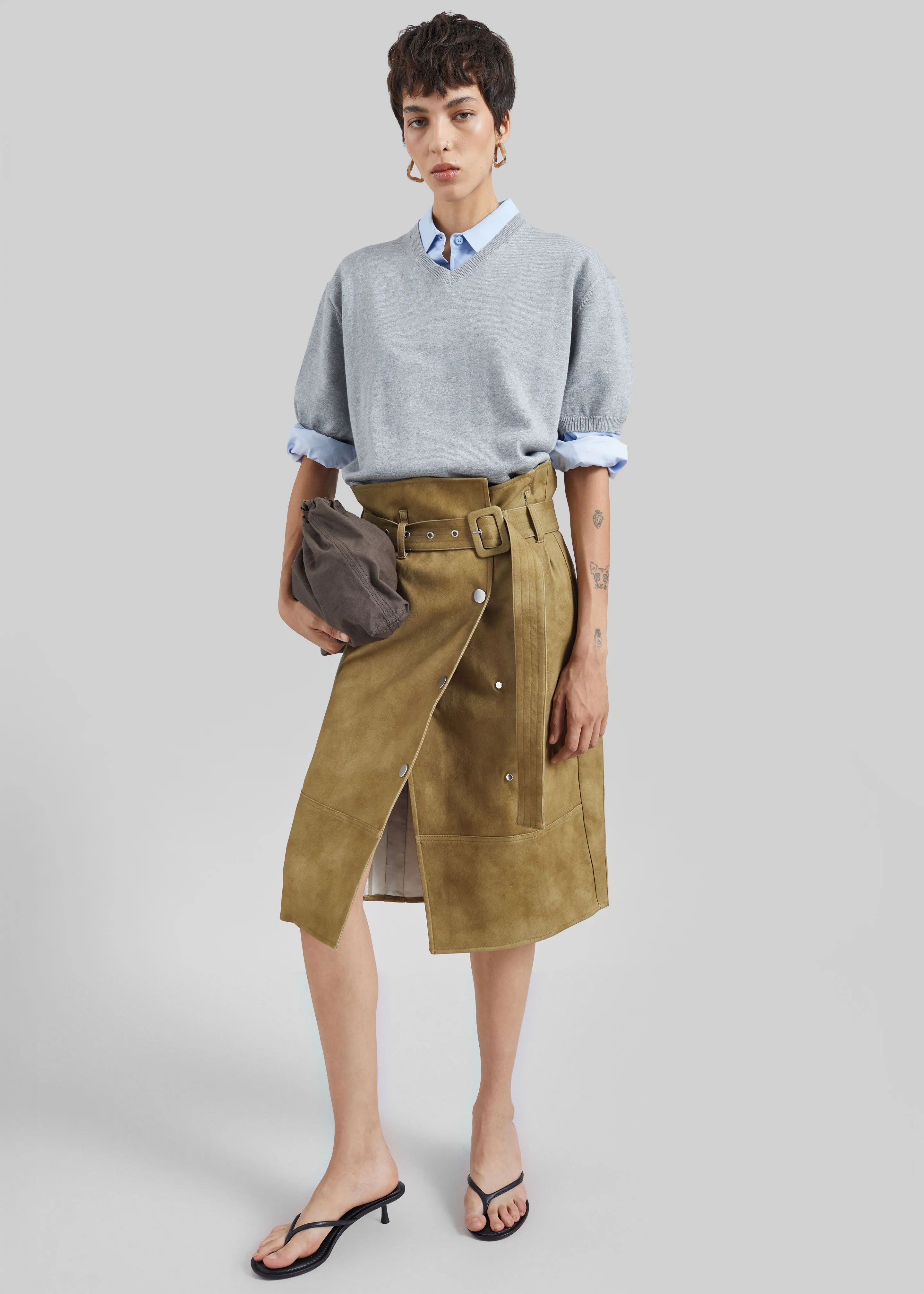 Ornan V-Neck Knit Pullover - Light Grey sold by Frankie Shop product image thumbnail 2