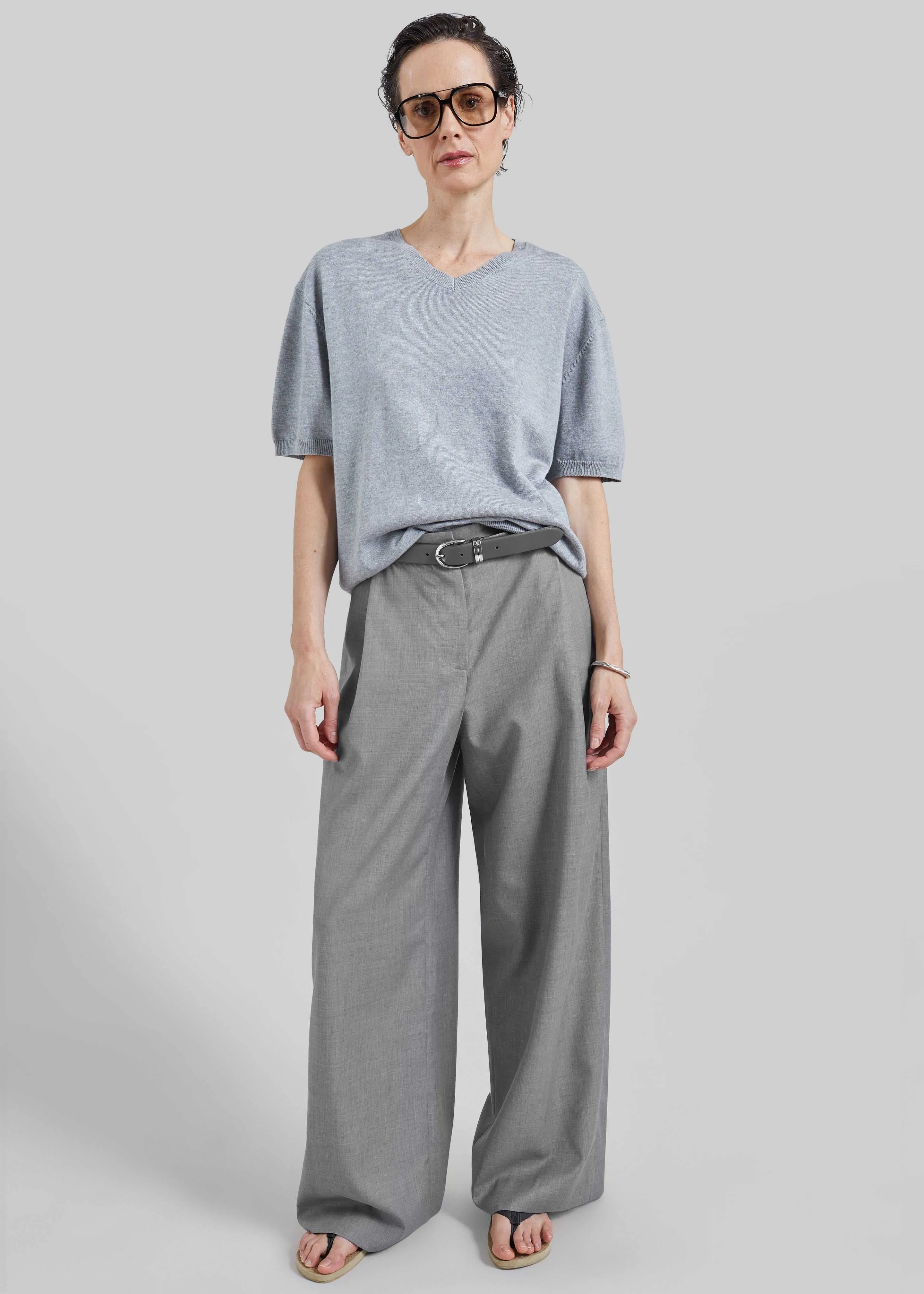 Ornan V-Neck Knit Pullover - Light Grey sold by Frankie Shop product image thumbnail 4