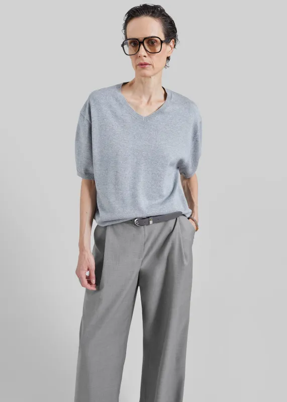 Ornan V-Neck Knit Pullover - Light Grey made by Frankie Shop