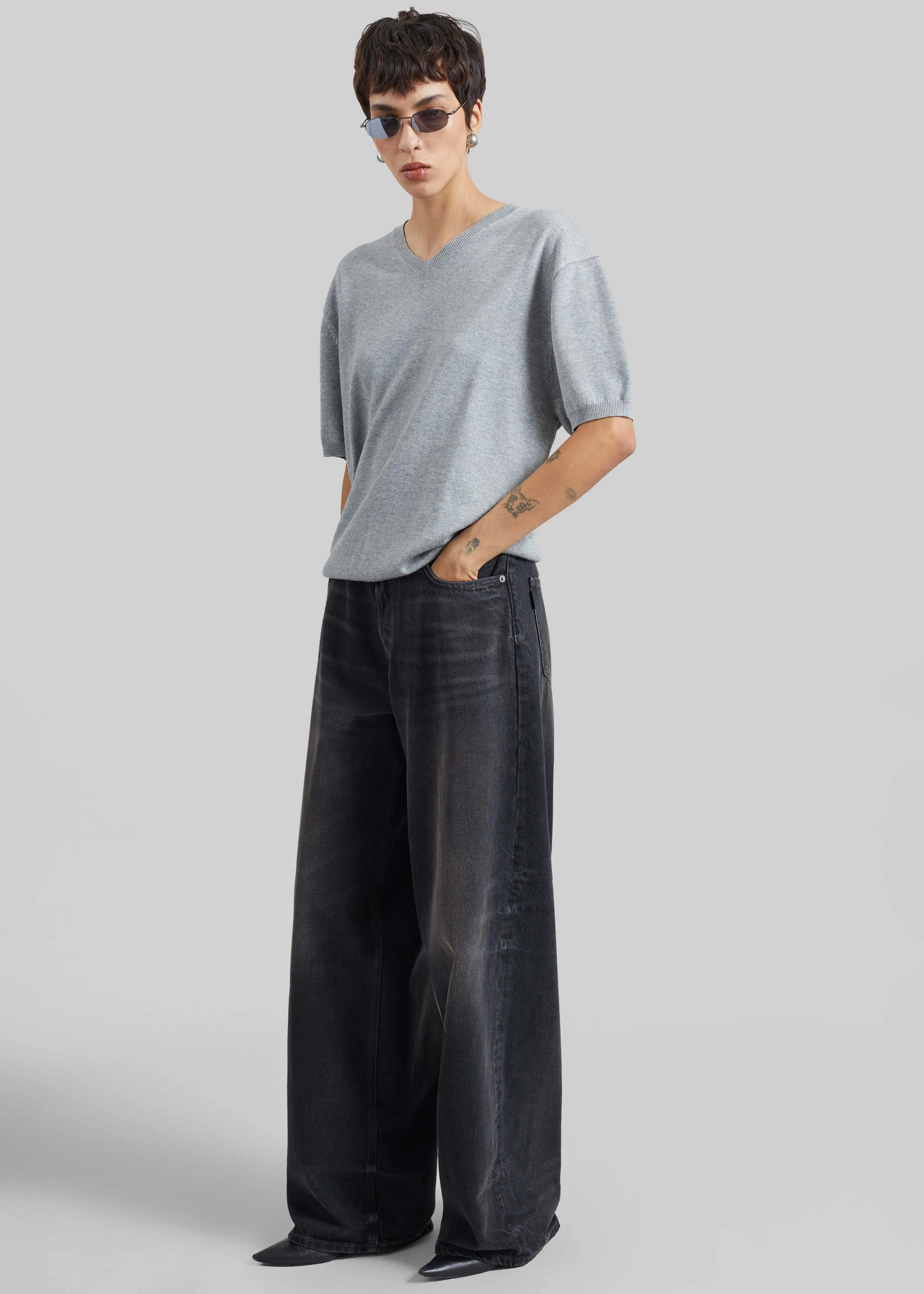 Ornan V-Neck Knit Pullover - Light Grey sold by Frankie Shop product image thumbnail 5