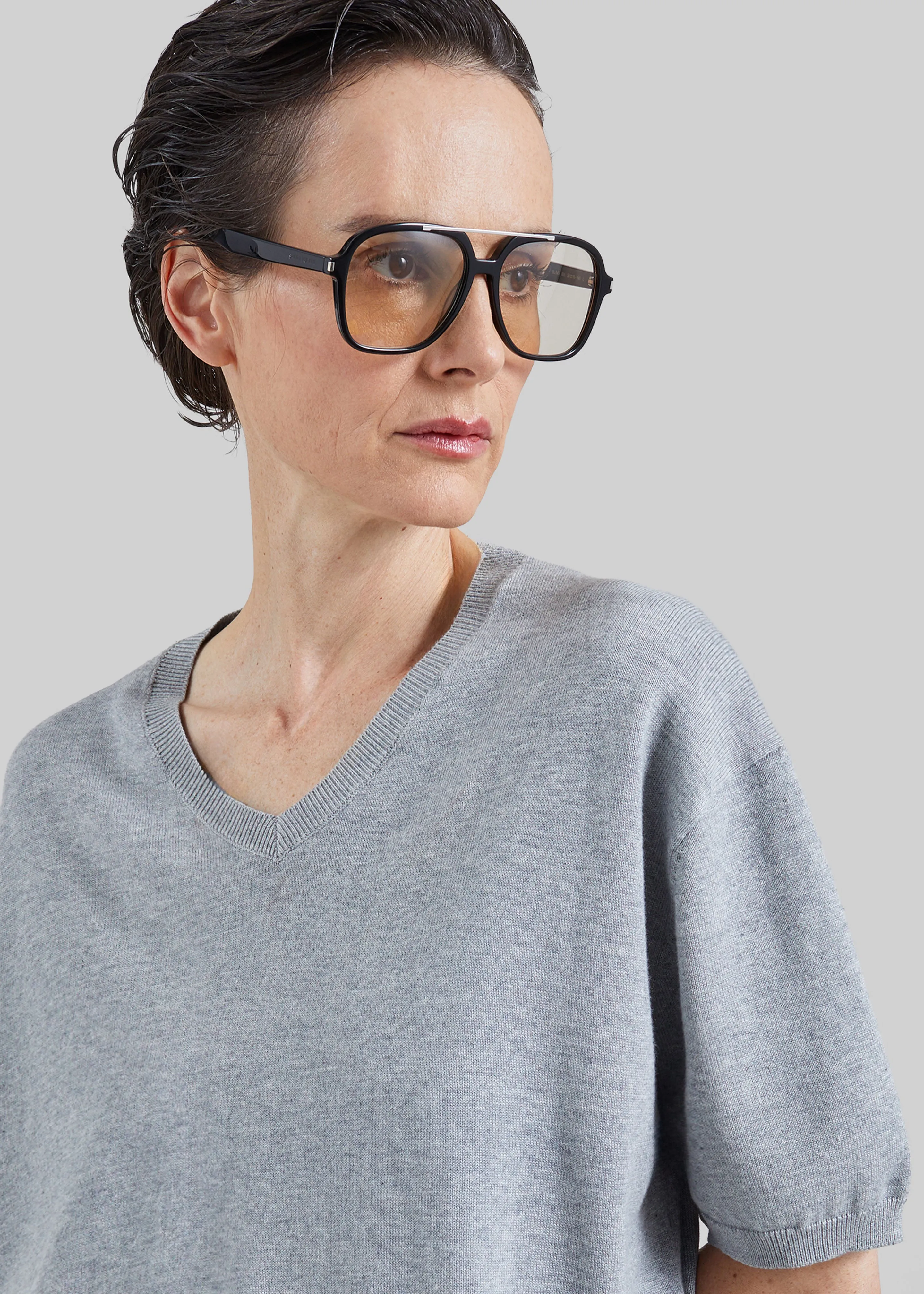 Ornan V-Neck Knit Pullover - Light Grey sold by Frankie Shop product image thumbnail 3