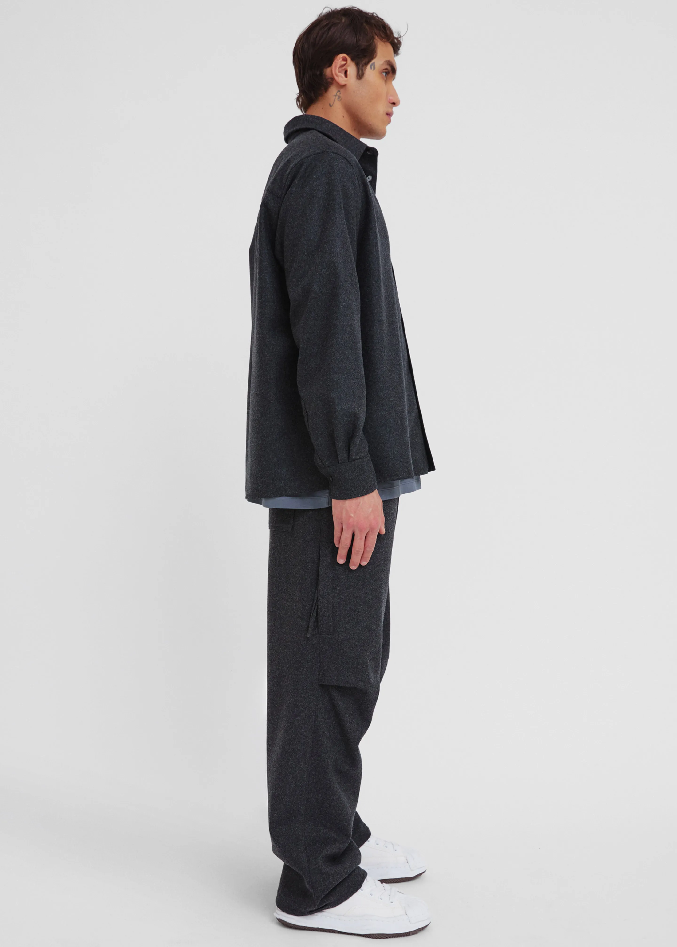 Darkpark Jordan Wool Relax Fit Trousers - Dark Grey Melange sold by Frankie Shop product image thumbnail 4