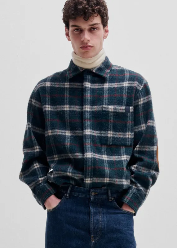 Darkpark Ethan Japanese Wool Shirt - Green/White/Red/Blue made by DARKPARK