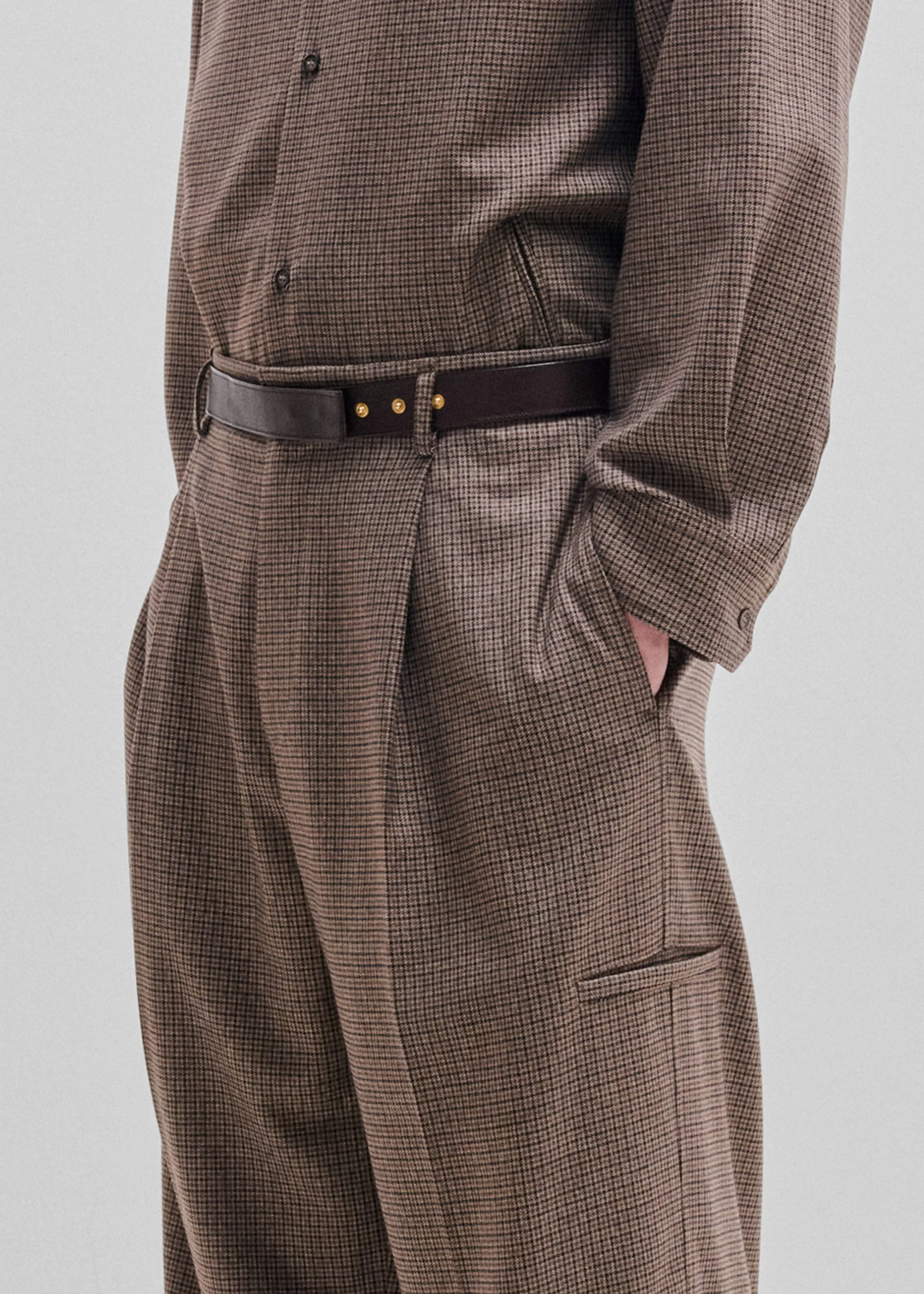 Darkpark Davide Pied De Poule Trousers - Beige/Brown/Black sold by Frankie Shop product image thumbnail 3