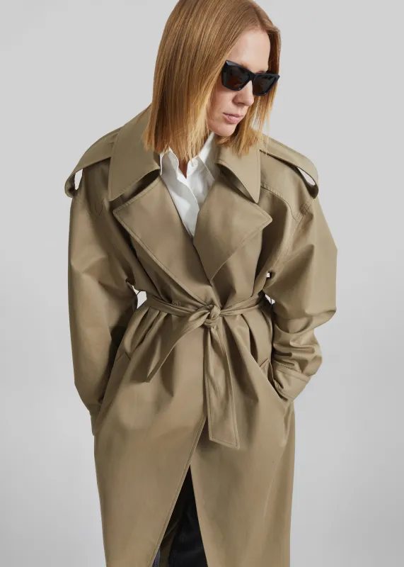 Esben Cotton Trench Coat - Light Taupe made by Frankie Shop