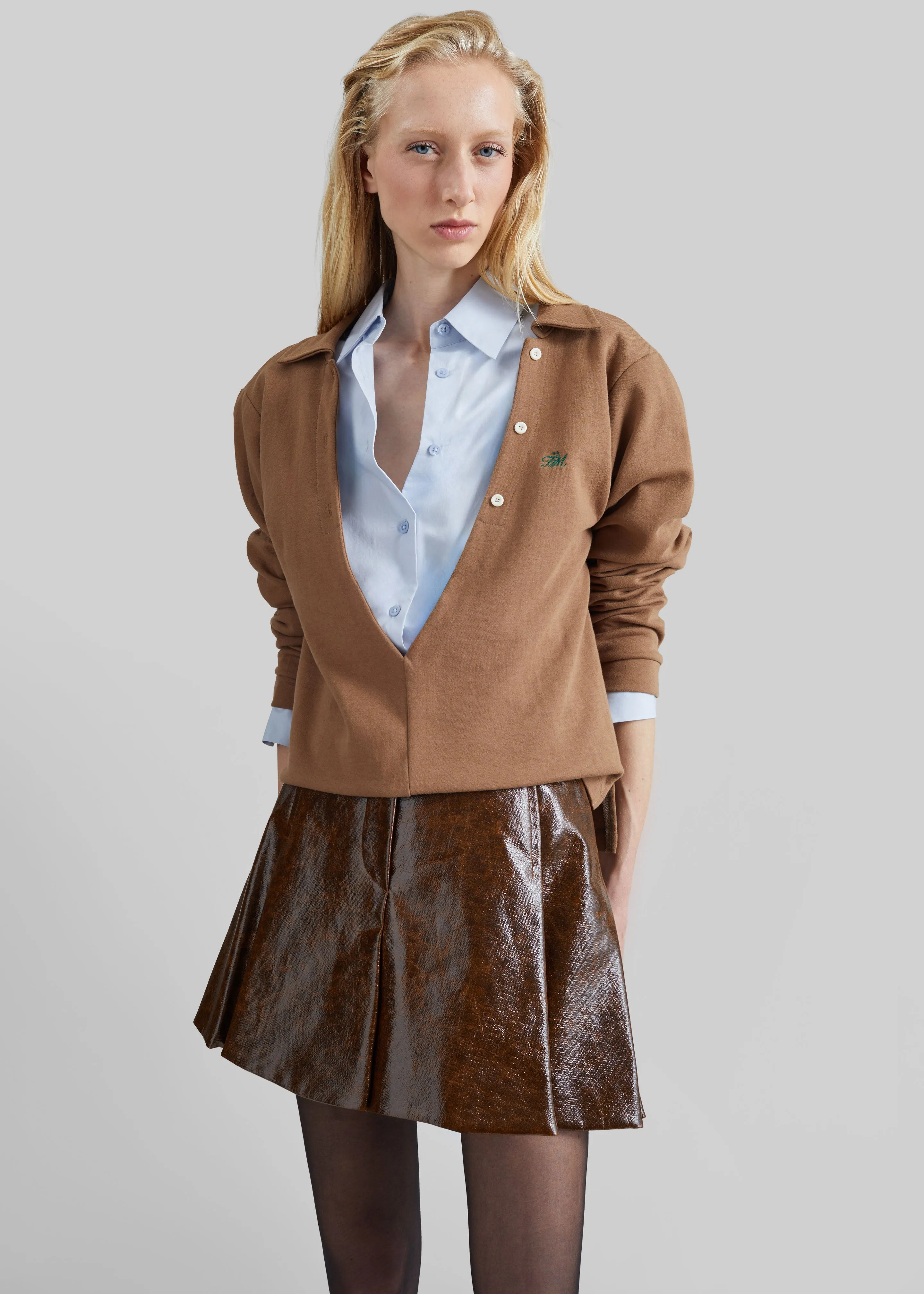 Sportmax Saio Coated Moleskin Mini Skirt - Brown sold by Frankie Shop product image thumbnail 4