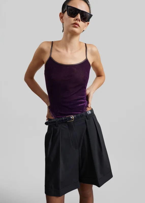 Aura Lace Trim Bodysuit - Dark Plum made by Frankie Shop