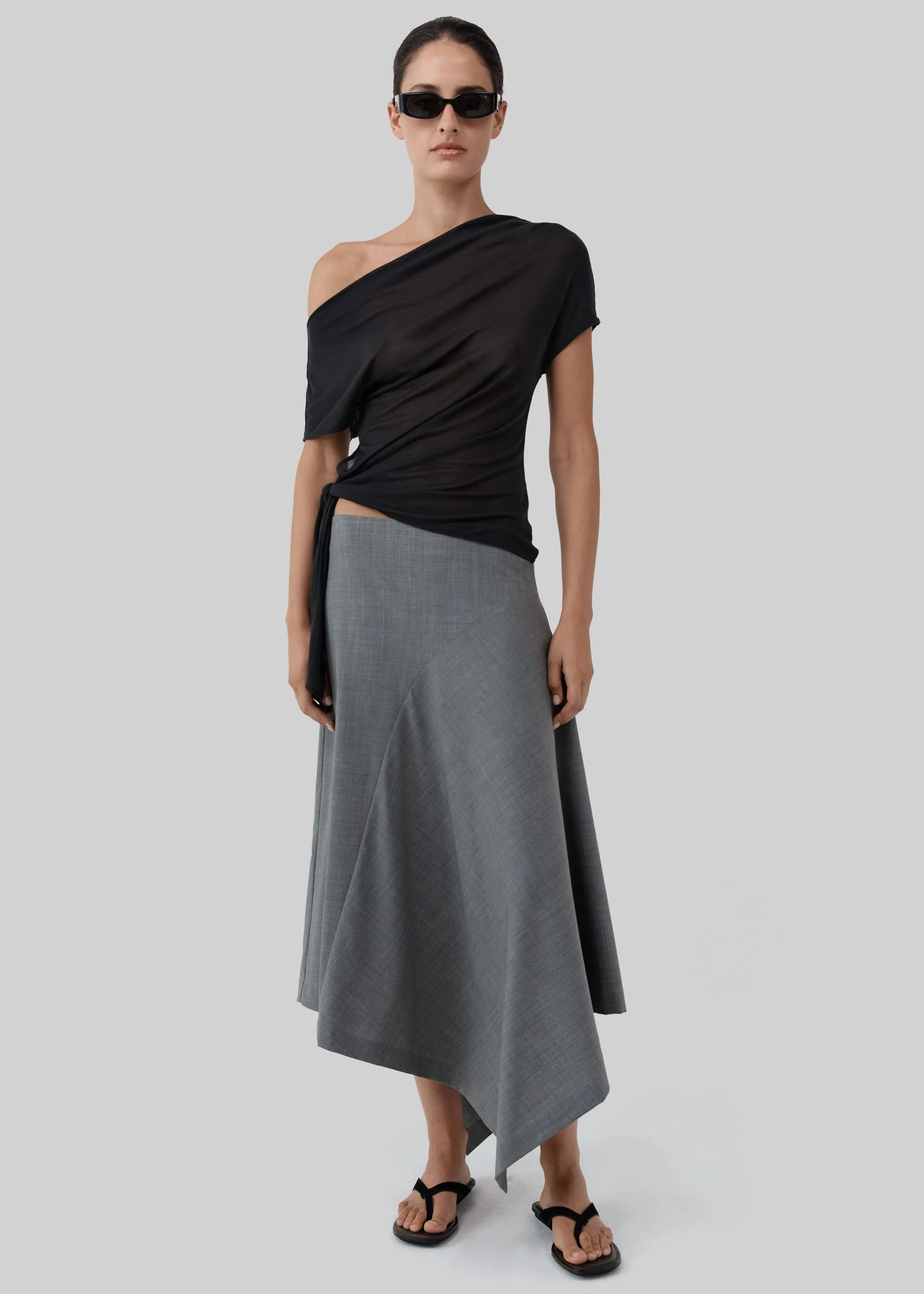 St. Agni Wool Asymm Skirt - Pumice sold by Frankie Shop