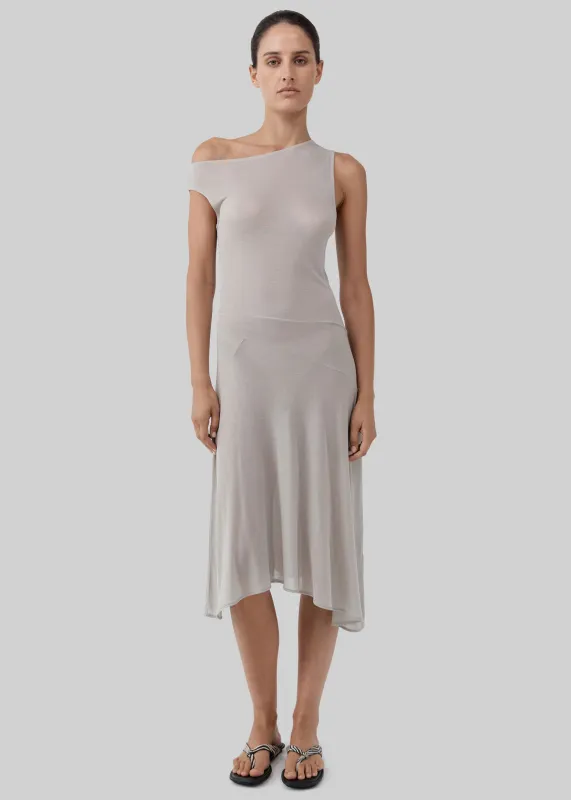 St. Agni Fine Jersey Off Shoulder Dress - Soft Ash made by St. Agni