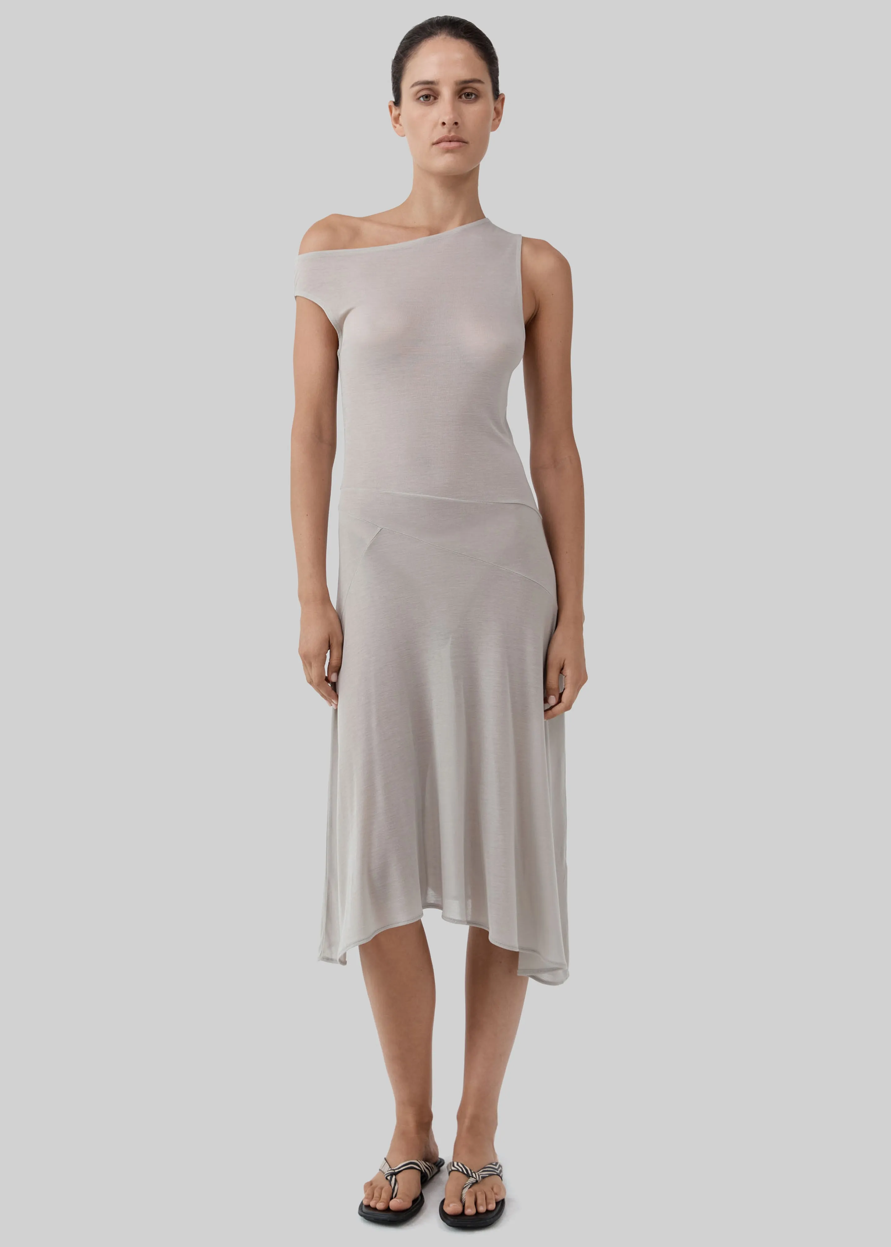 St. Agni Fine Jersey Off Shoulder Dress - Soft Ash sold by Frankie Shop