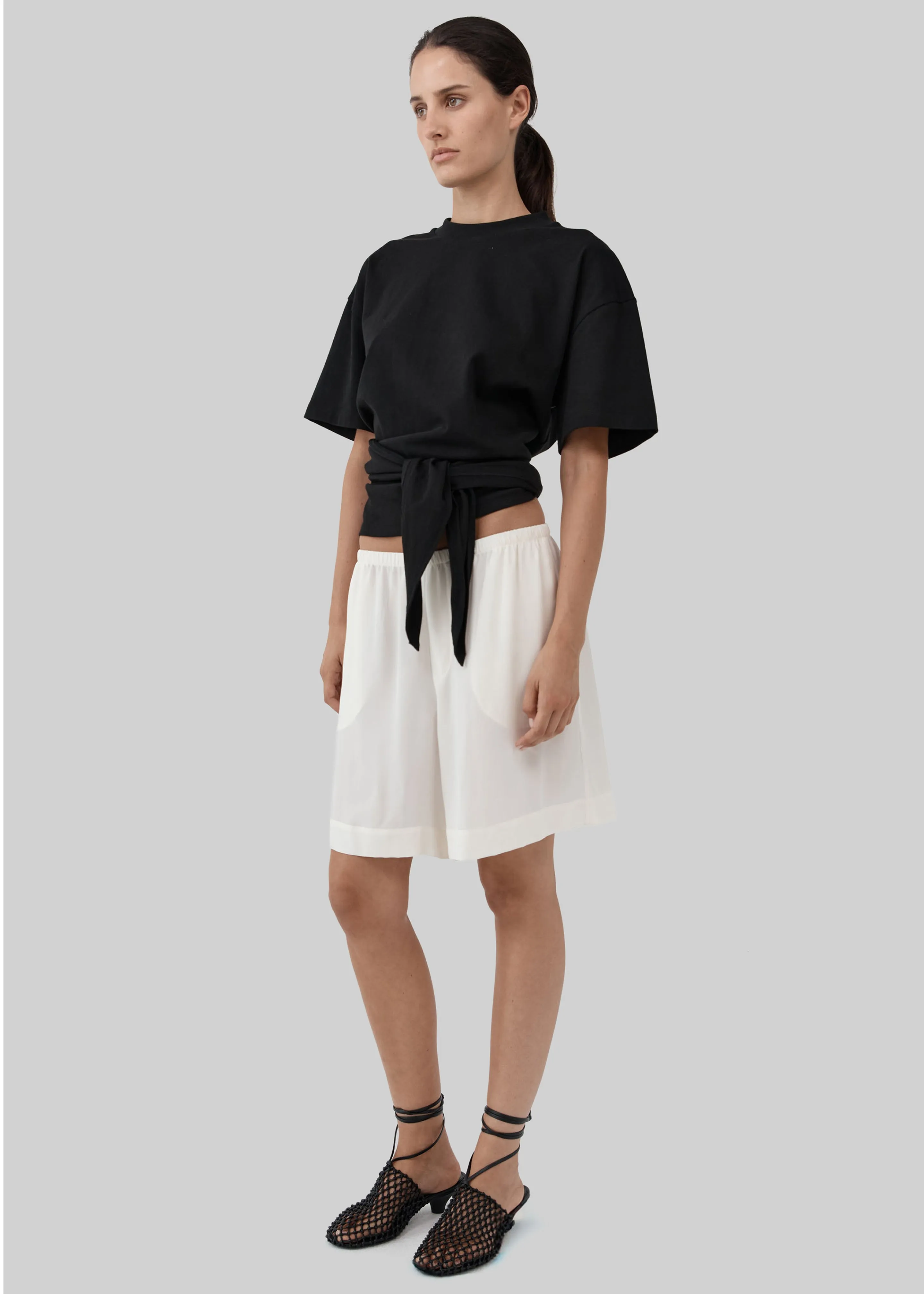St. Agni Silk Everyday Relaxed Shorts - Tofu sold by Frankie Shop product image thumbnail 4