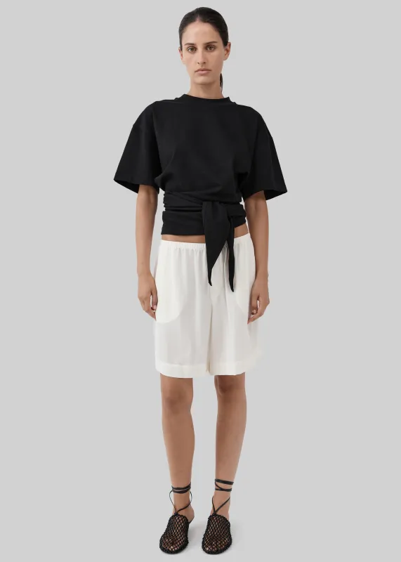 St. Agni Silk Everyday Relaxed Shorts - Tofu made by St. Agni