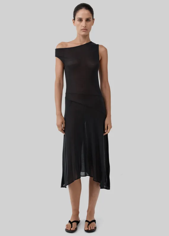 St. Agni Fine Jersey Off Shoulder Dress - Charcoal made by St. Agni