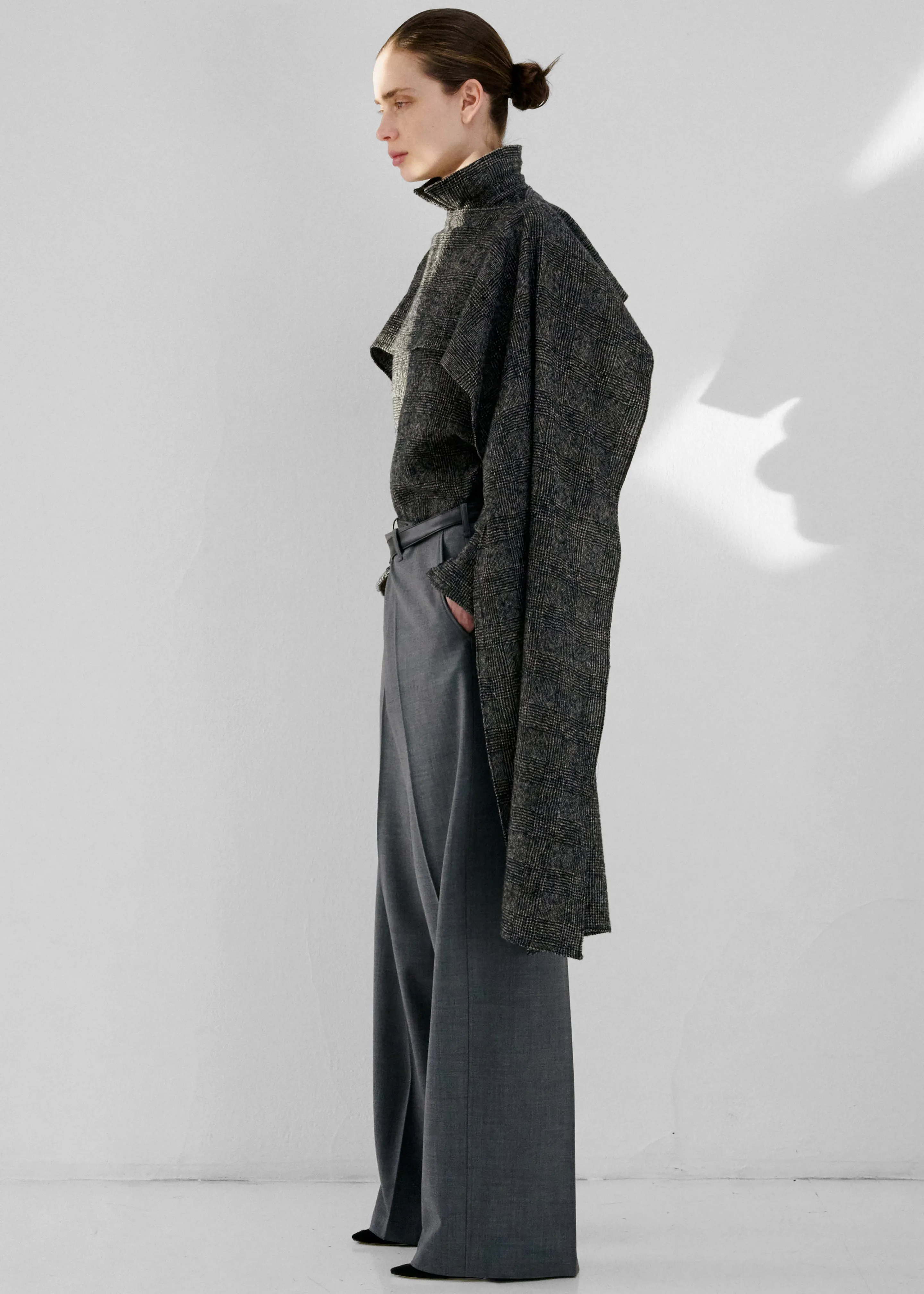 Darkpark Gaia Wide Leg Wool Pants With Leather Belt - Grey sold by Frankie Shop product image thumbnail 3