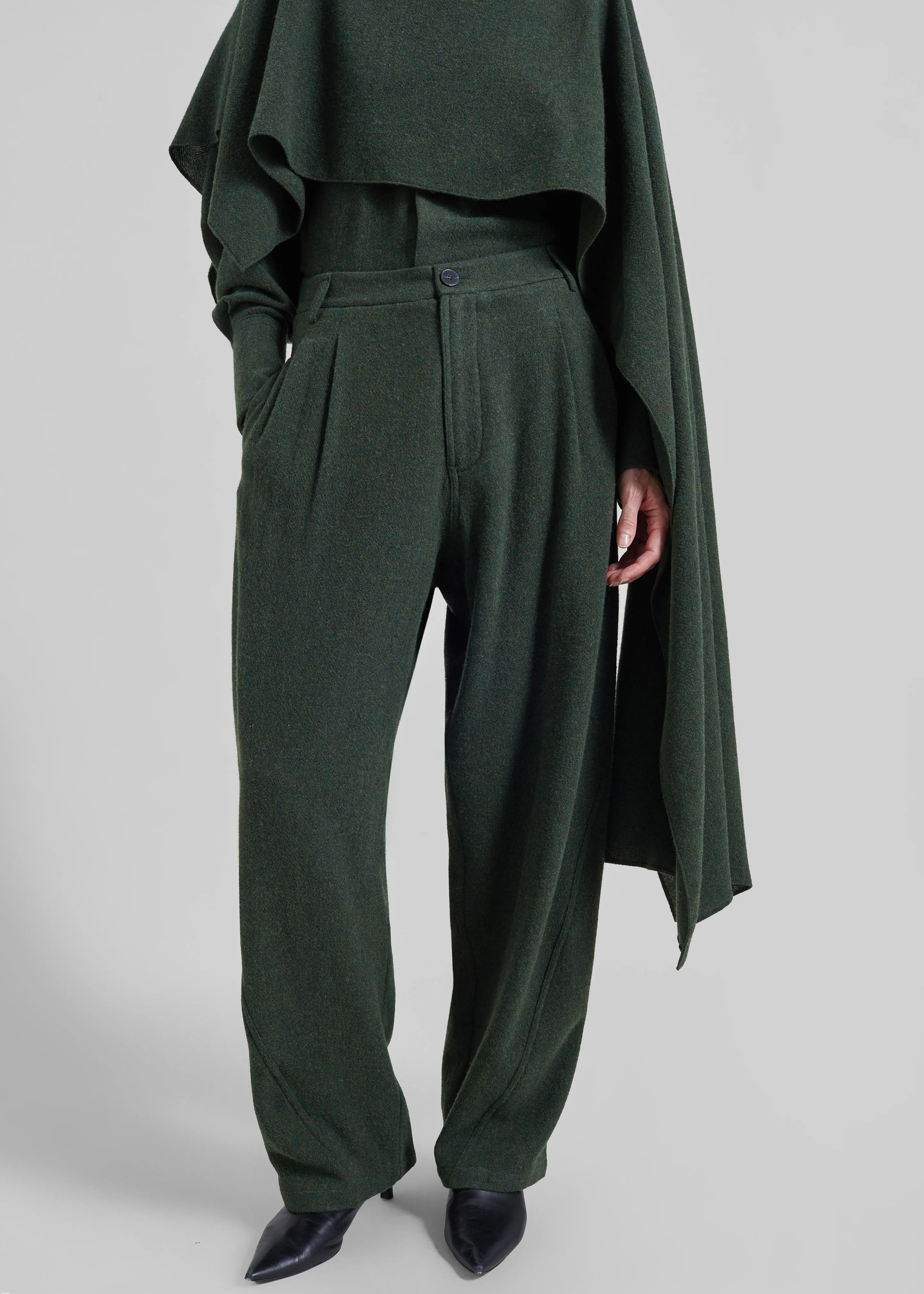 Darkpark Phebe Wool Wide Leg Pants - Green sold by Frankie Shop product image thumbnail 2