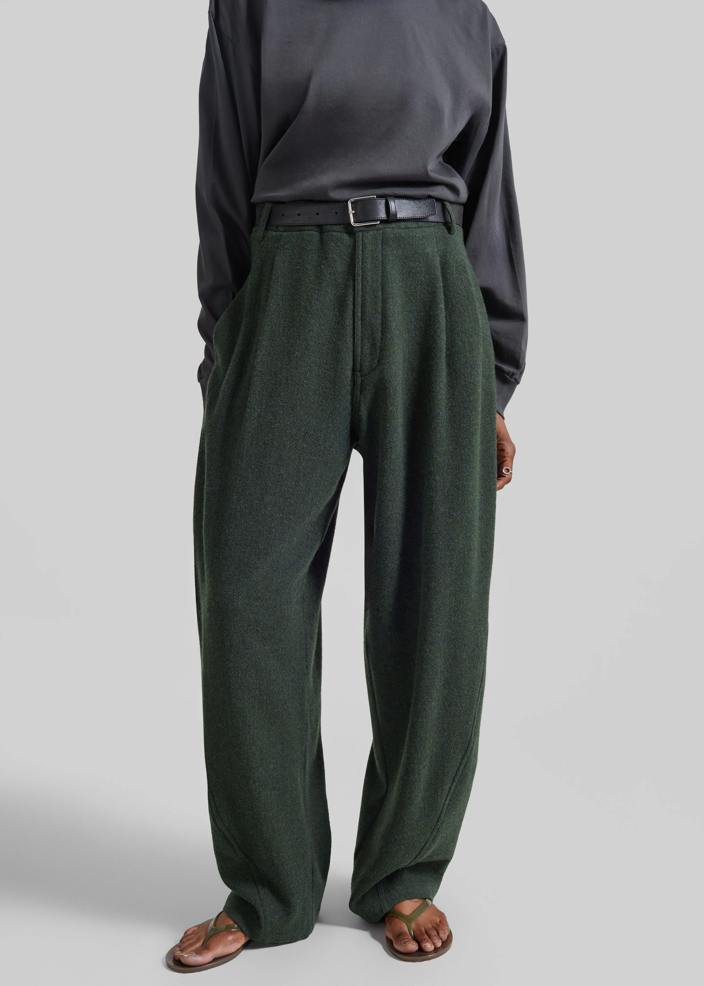 Darkpark Phebe Wool Wide Leg Pants - Green sold by Frankie Shop product image thumbnail 4