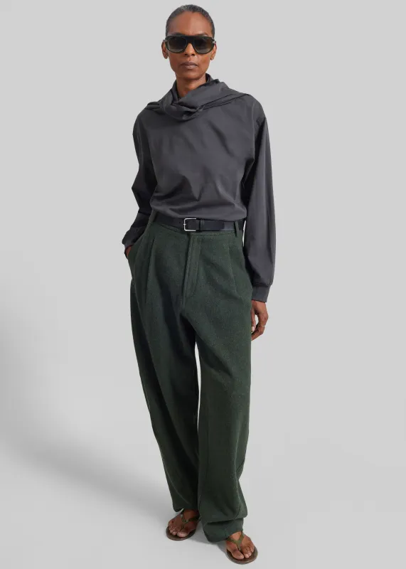 Darkpark Phebe Wool Wide Leg Pants - Green made by DARKPARK