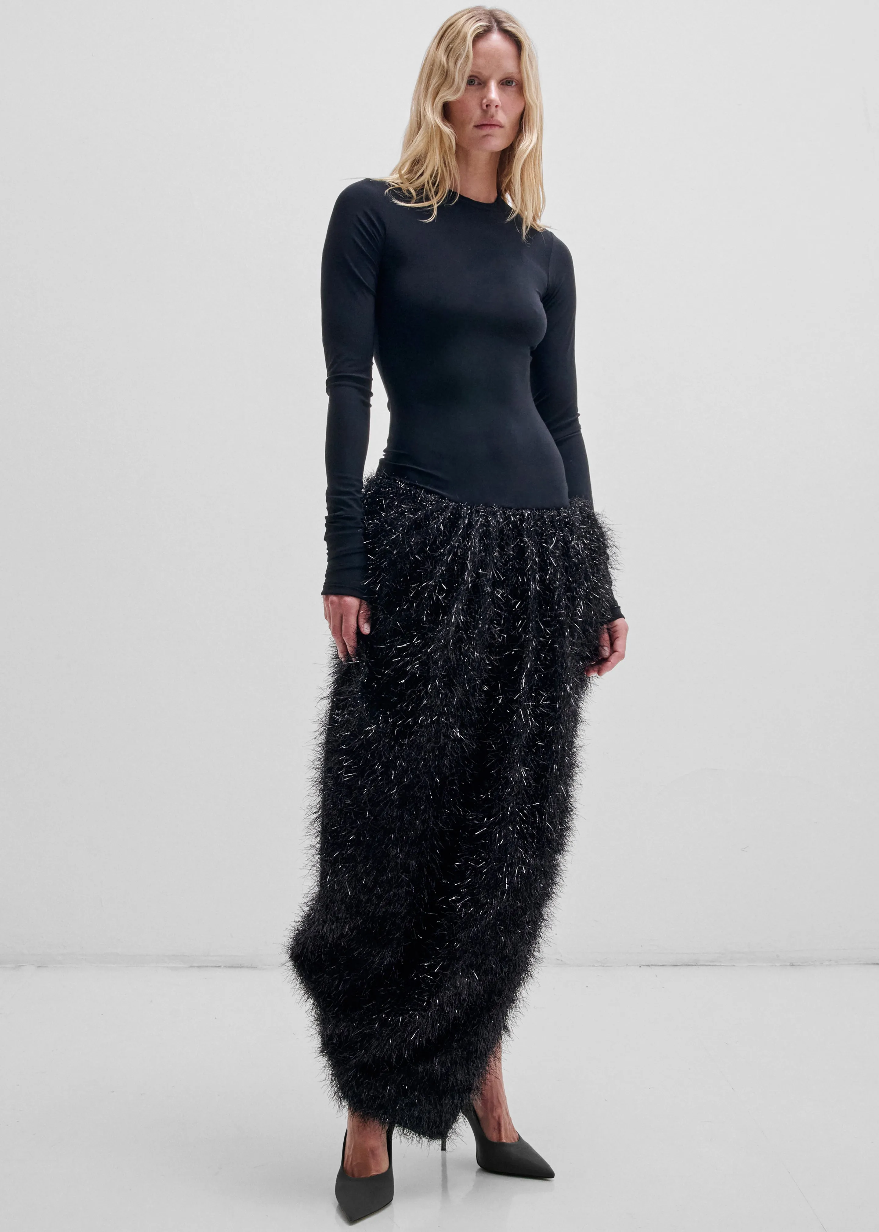 Darkpark Flora Dress With Lurex Tulip Skirt - Black sold by Frankie Shop product image thumbnail 4