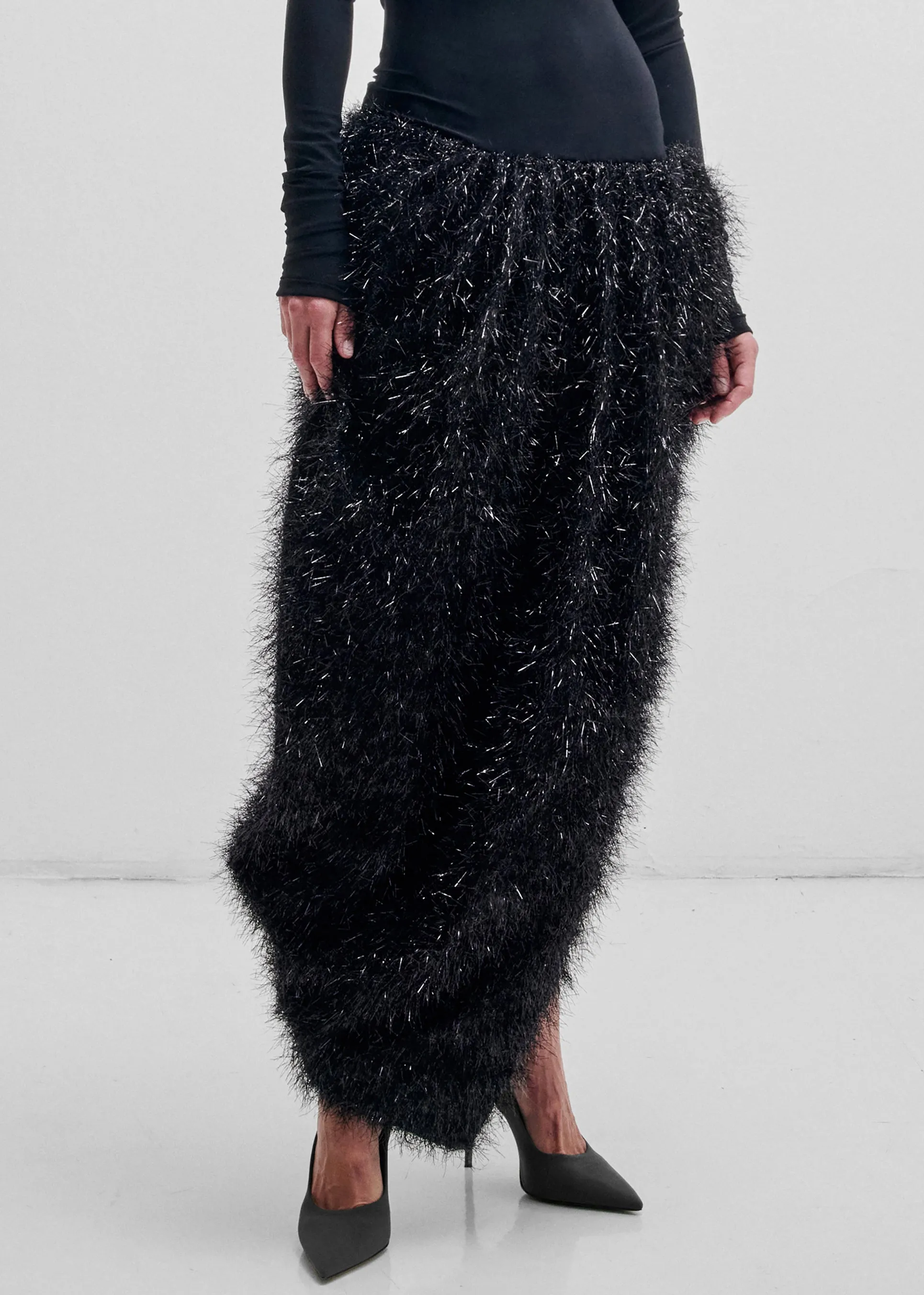 Darkpark Flora Dress With Lurex Tulip Skirt - Black sold by Frankie Shop product image thumbnail 3