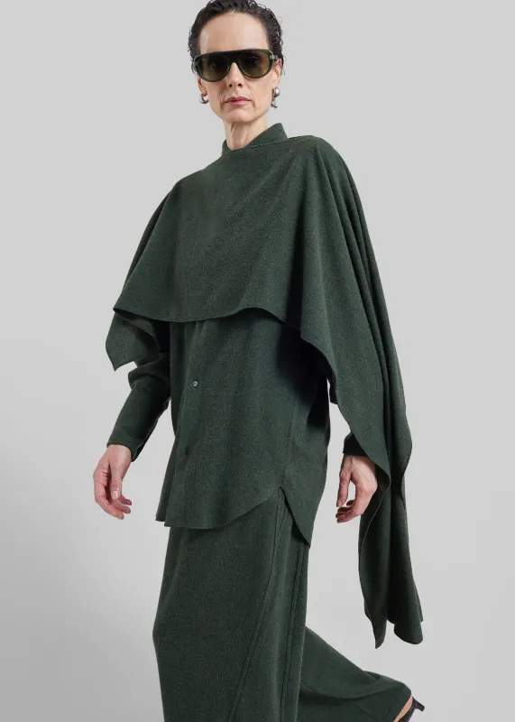 Darkpark Georgia Detachable Scarf Wool Shirt - Green made by DARKPARK