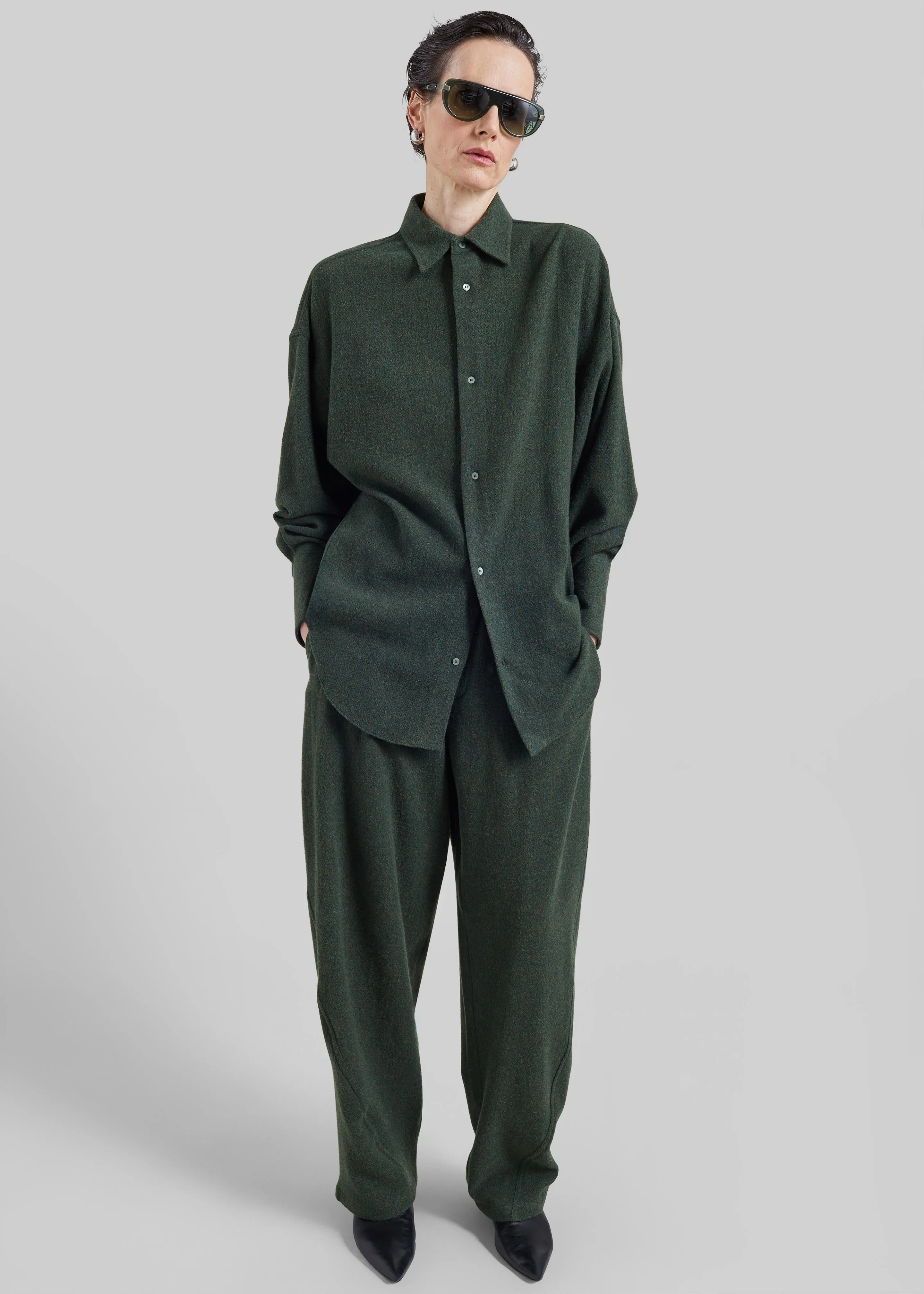Darkpark Georgia Detachable Scarf Wool Shirt - Green sold by Frankie Shop product image thumbnail 2