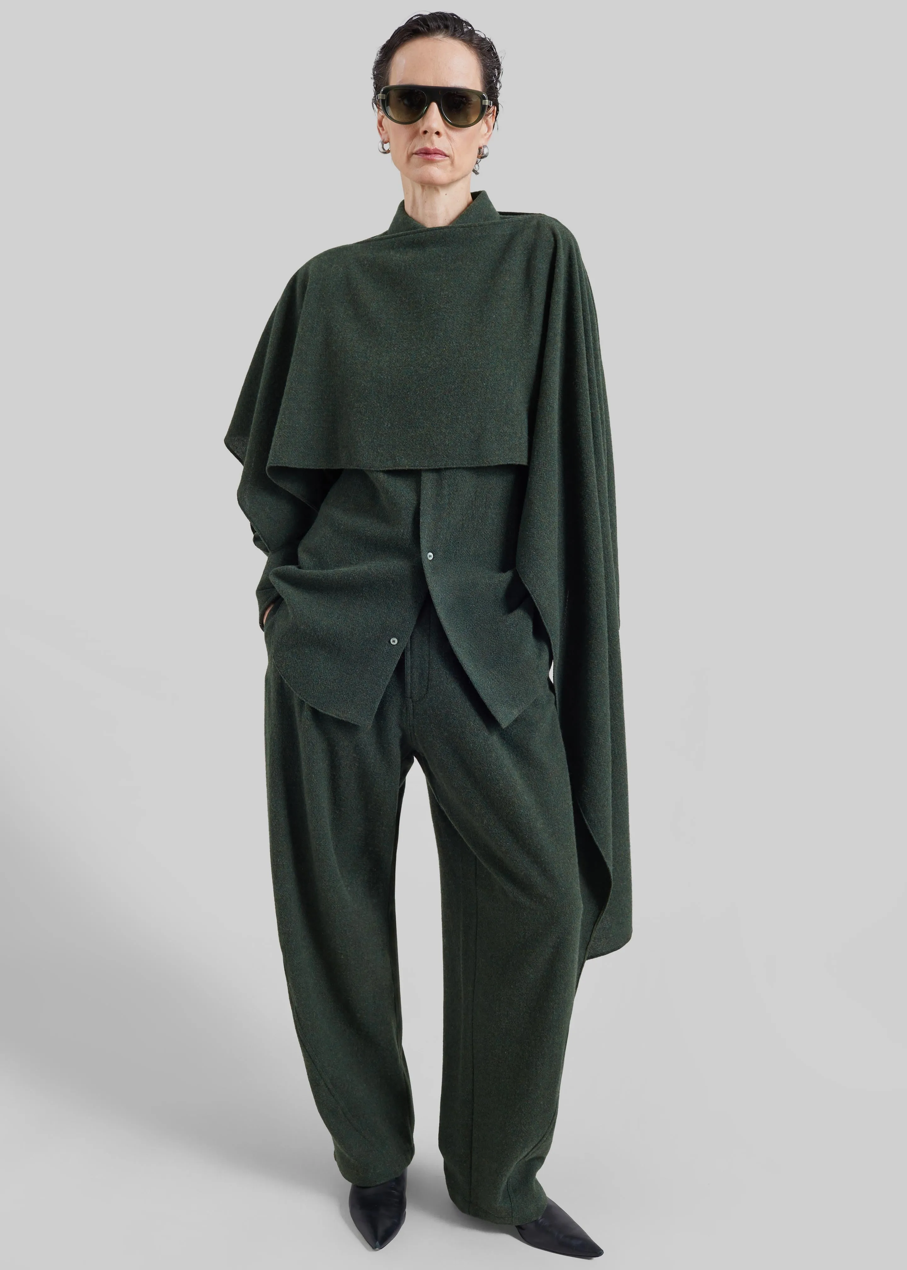 Darkpark Georgia Detachable Scarf Wool Shirt - Green sold by Frankie Shop product image thumbnail 4