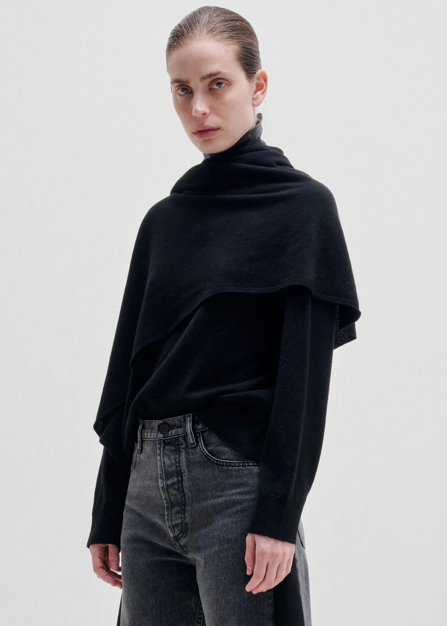 Darkpark Addison Wool Knit Scarf Top - Black sold by Frankie Shop product image thumbnail 2